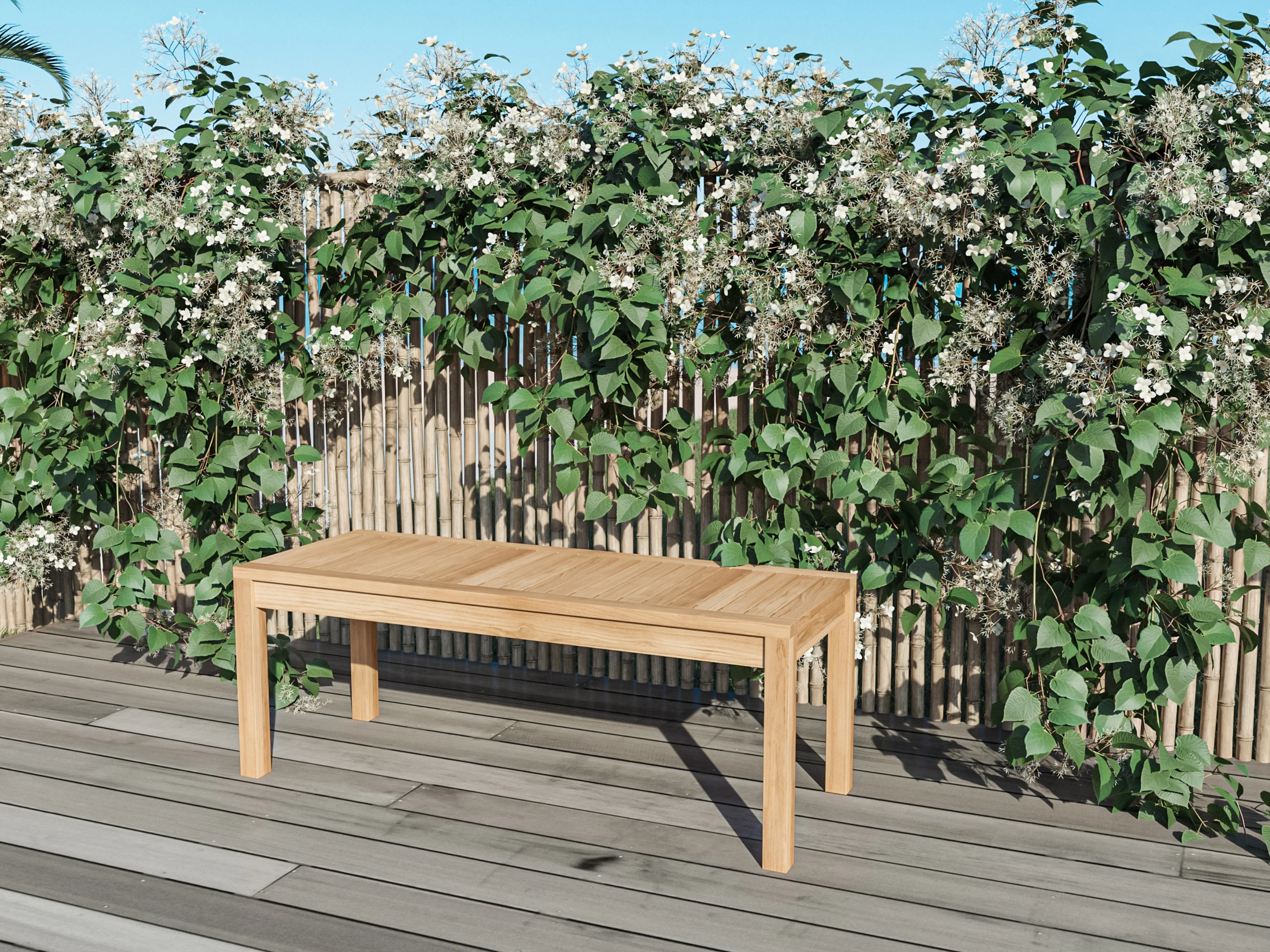 Dane 2-Person Teak Outdoor Backless Bench - Image 3