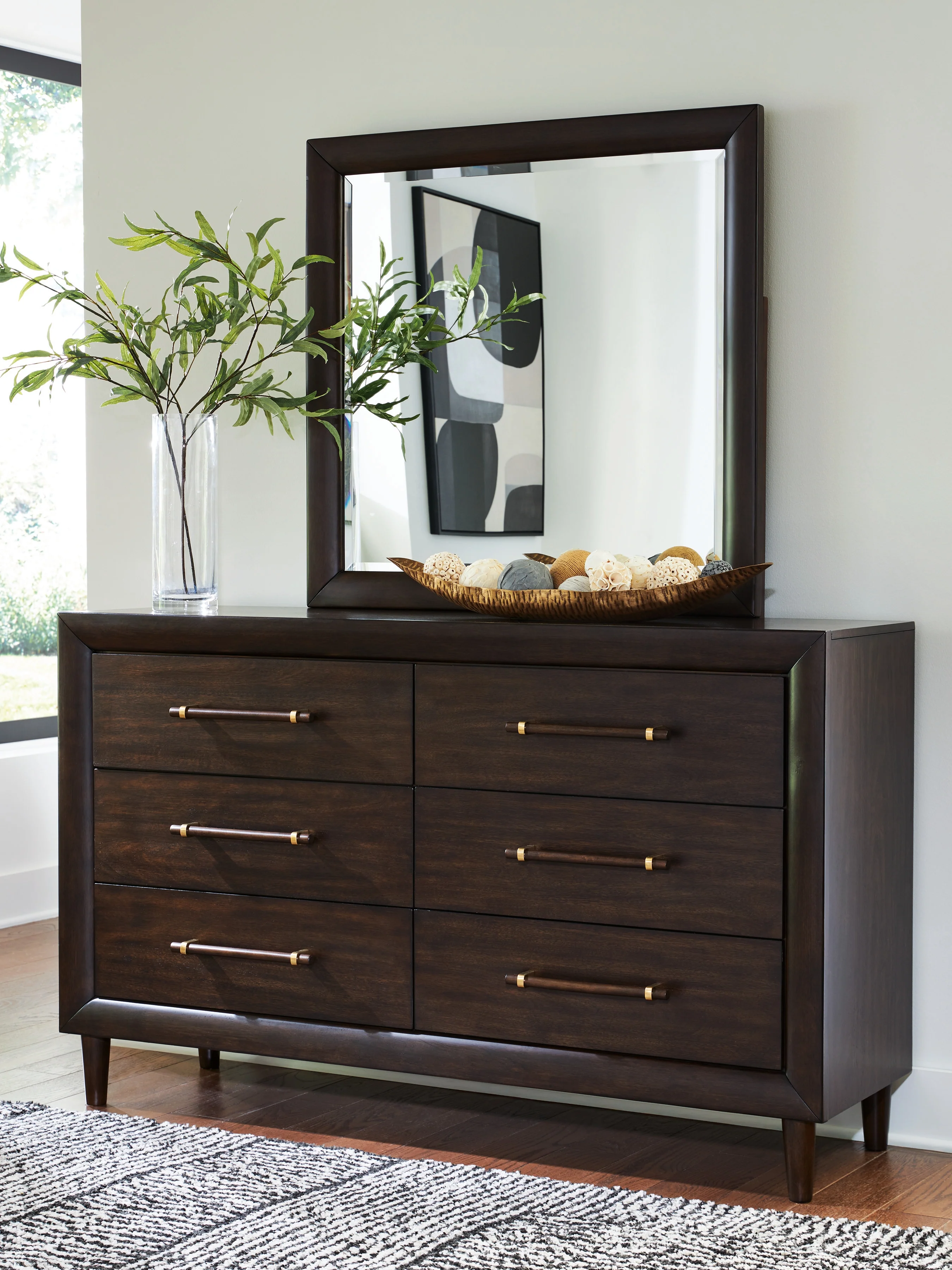 Dantenton Merlot Queen Panel Bed, Dresser and Mirror - Image 9