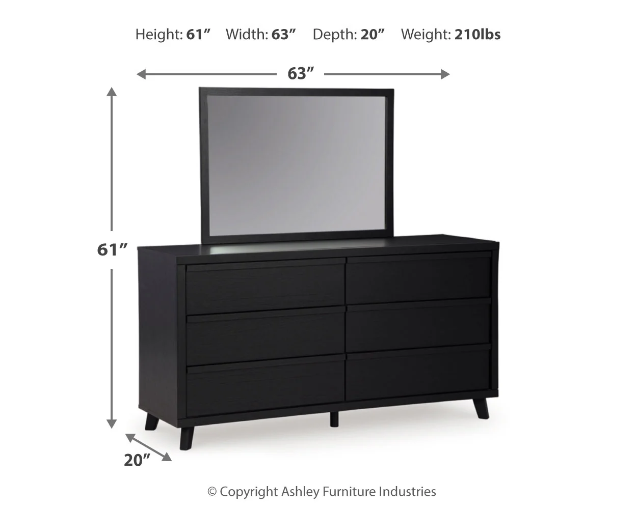 Danziar Black Full Panel Platform Bed, Dresser and Mirror - Image 5