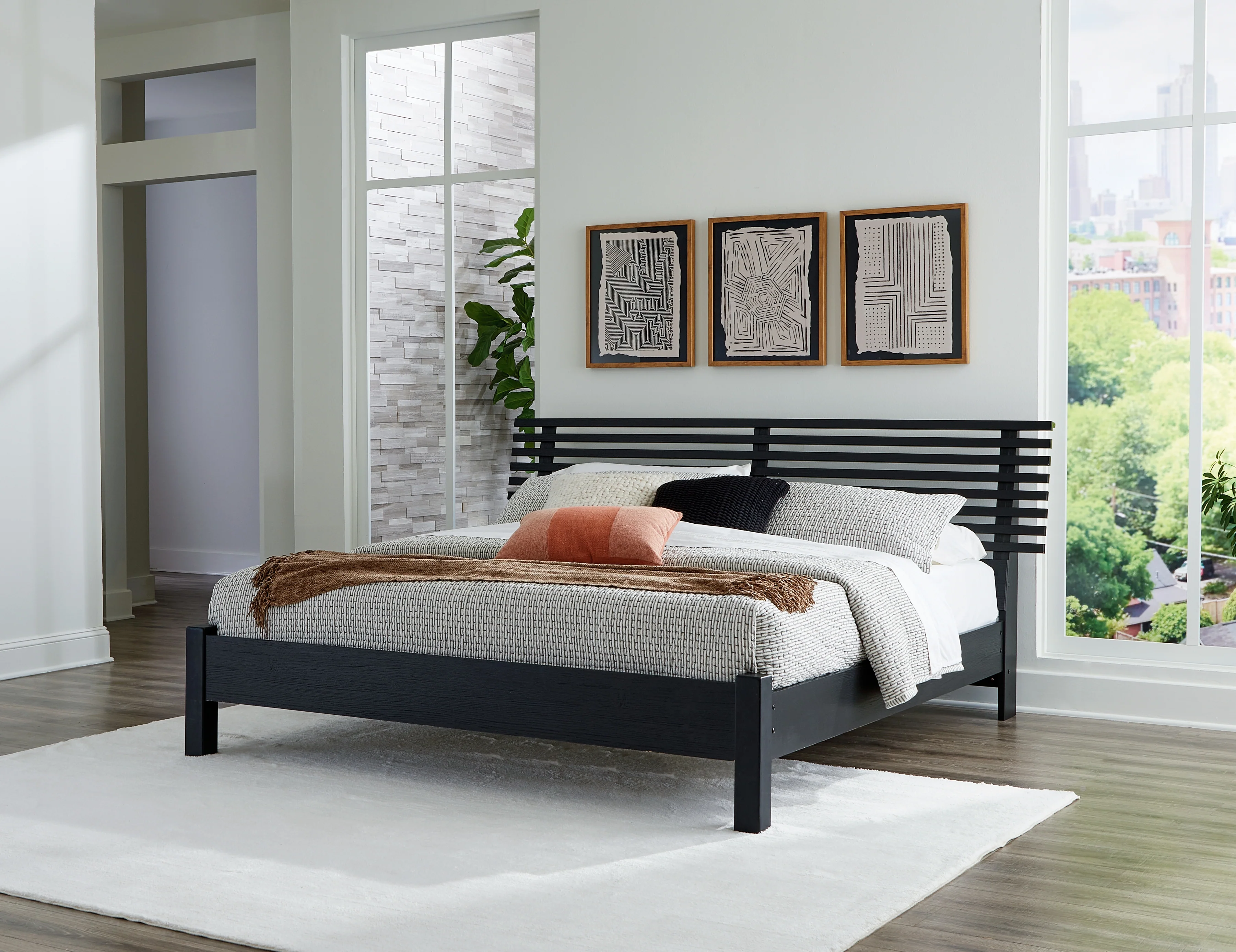 Danziar Black King Slat Panel Bed, Dresser, Mirror and Nightstand (Online Special Price) - Image 15