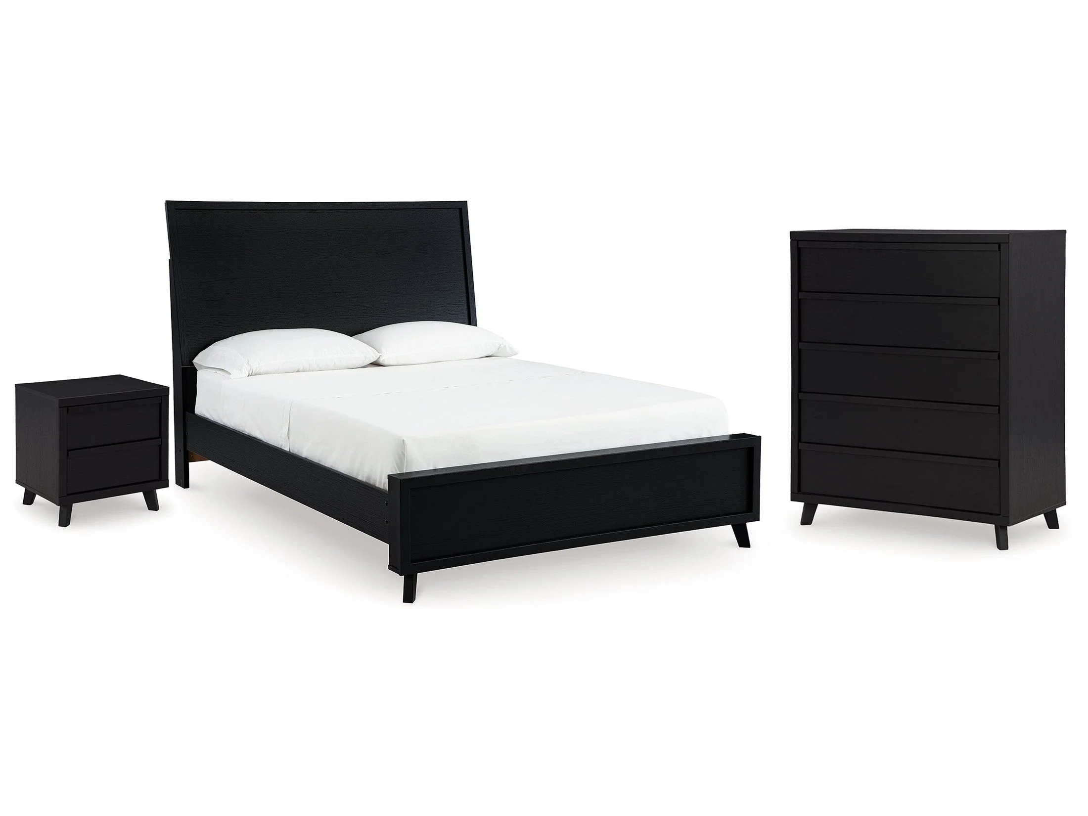 Danziar Black Queen Panel Bedroom Set with Chest and Nightstand (Online Special Price)