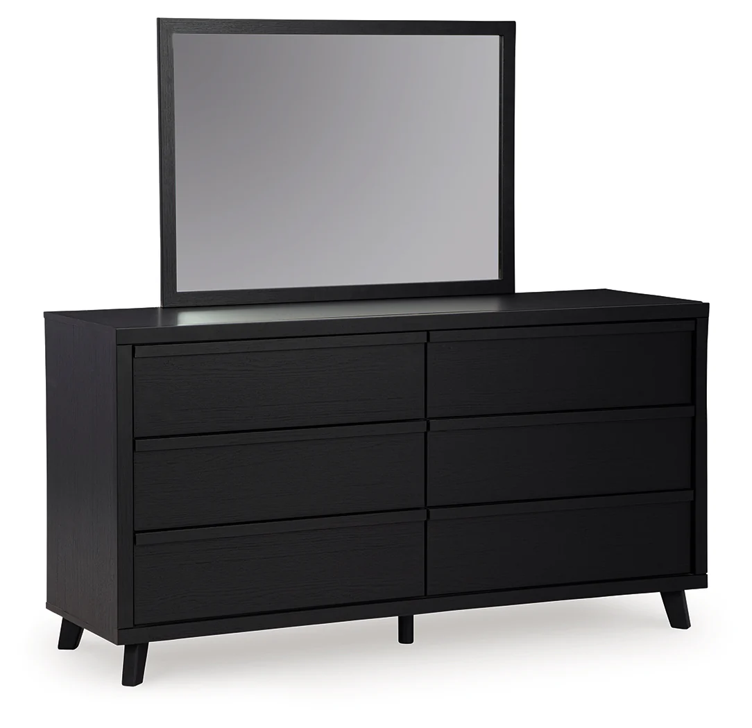 Danziar Black Queen Panel Platform Bed, Dresser and Mirror - Image 2