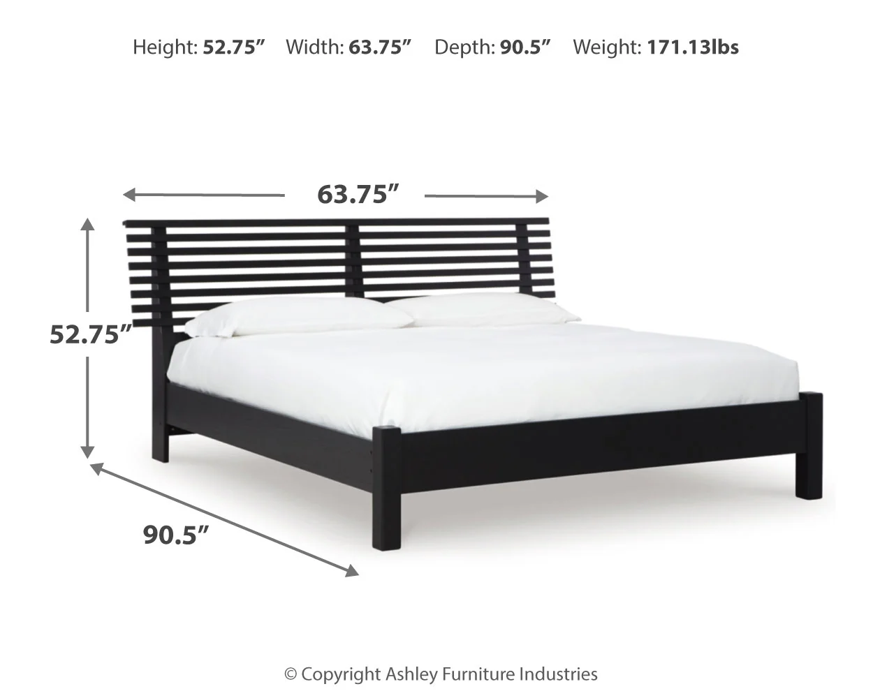 Danziar Black Queen Slat Panel Platform Bed, Dresser and Mirror (Online Special Price) - Image 5
