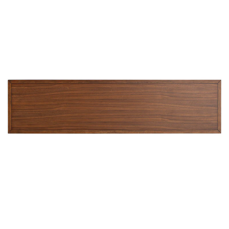 Daventry Walnut/Beige Sofa Table w/ 3 Backless Counter Ht Stools - Image 3