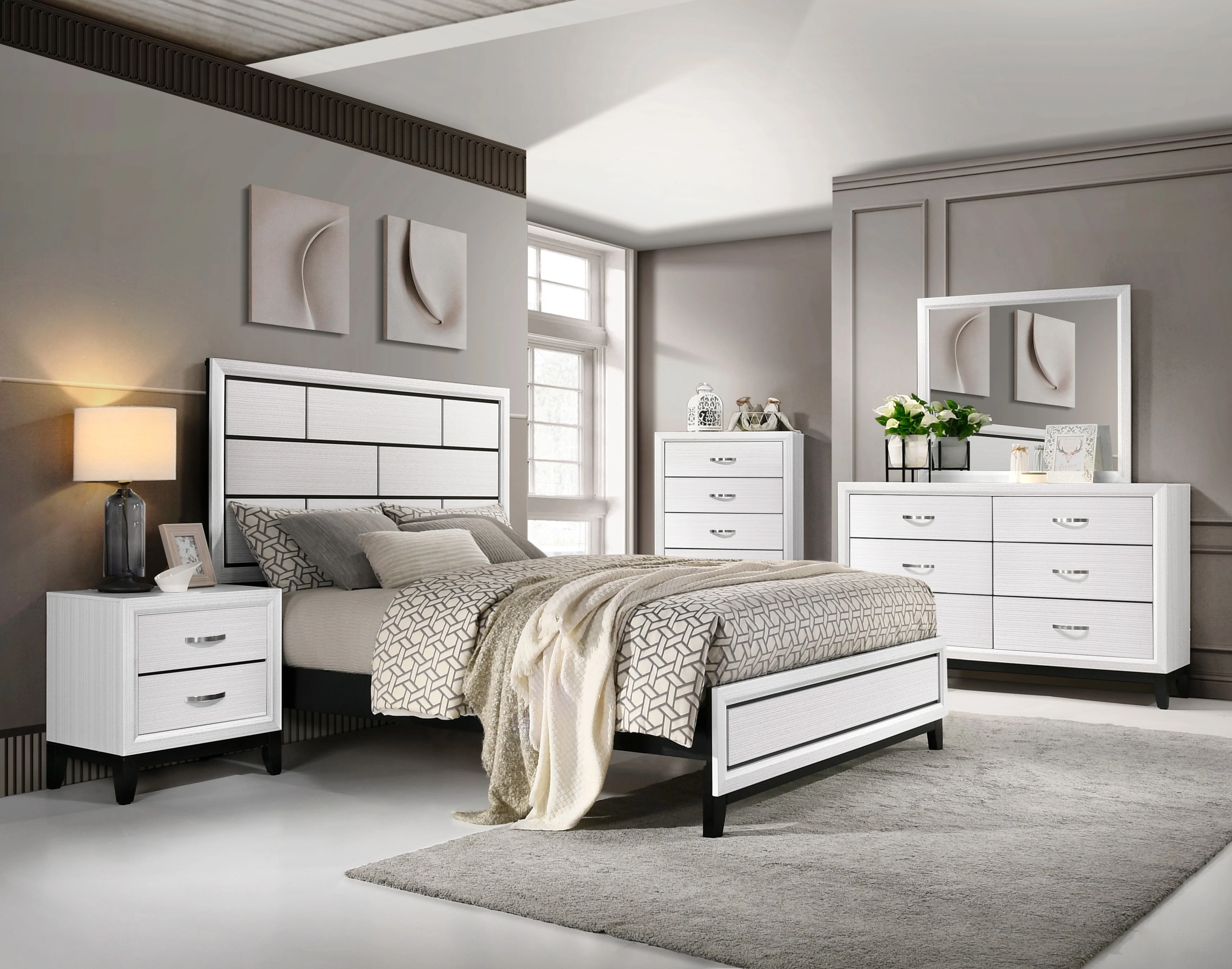 Davi White 4-Piece Twin Bedroom Set - Image 14