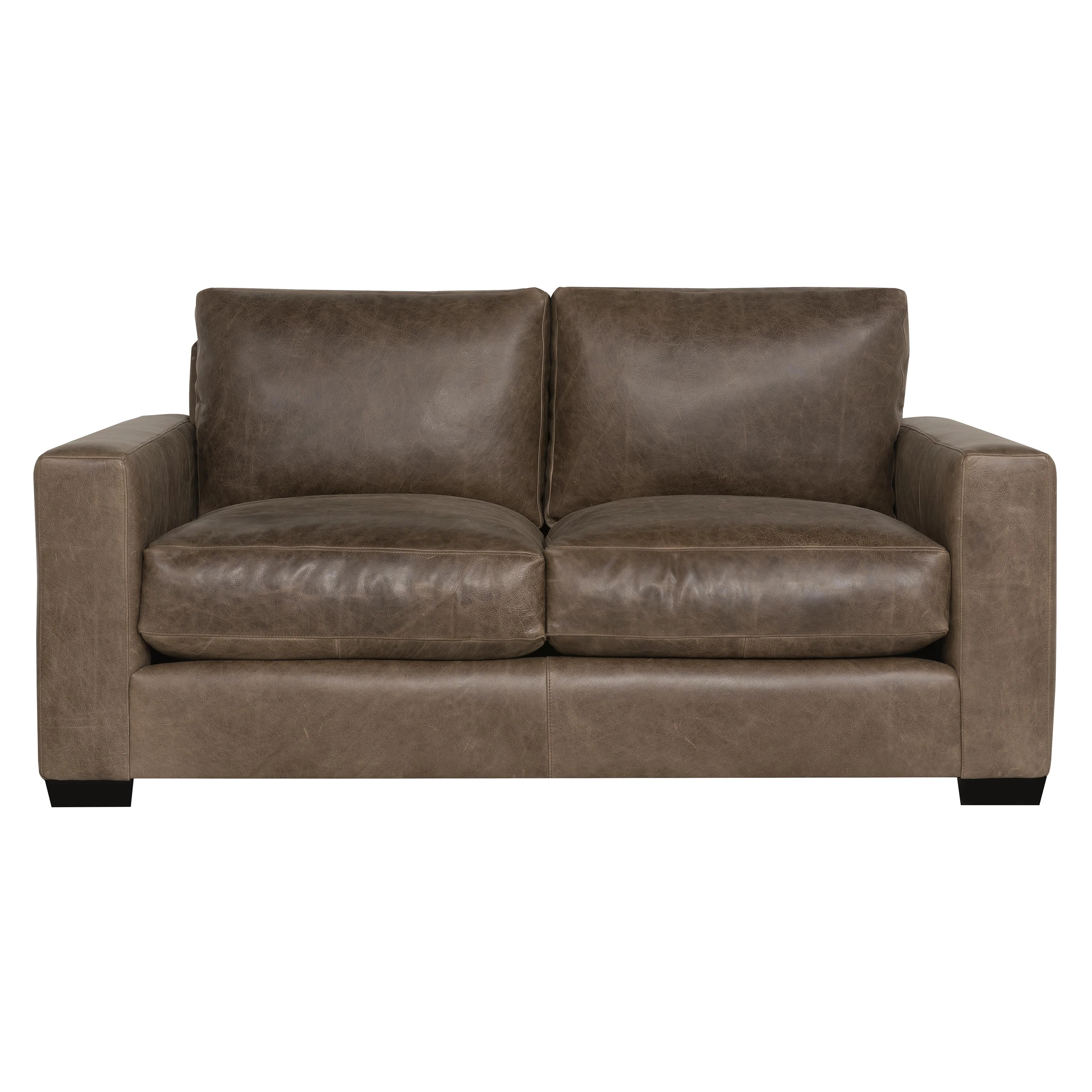 Dawkins Brown Leather Loveseat - Image 3