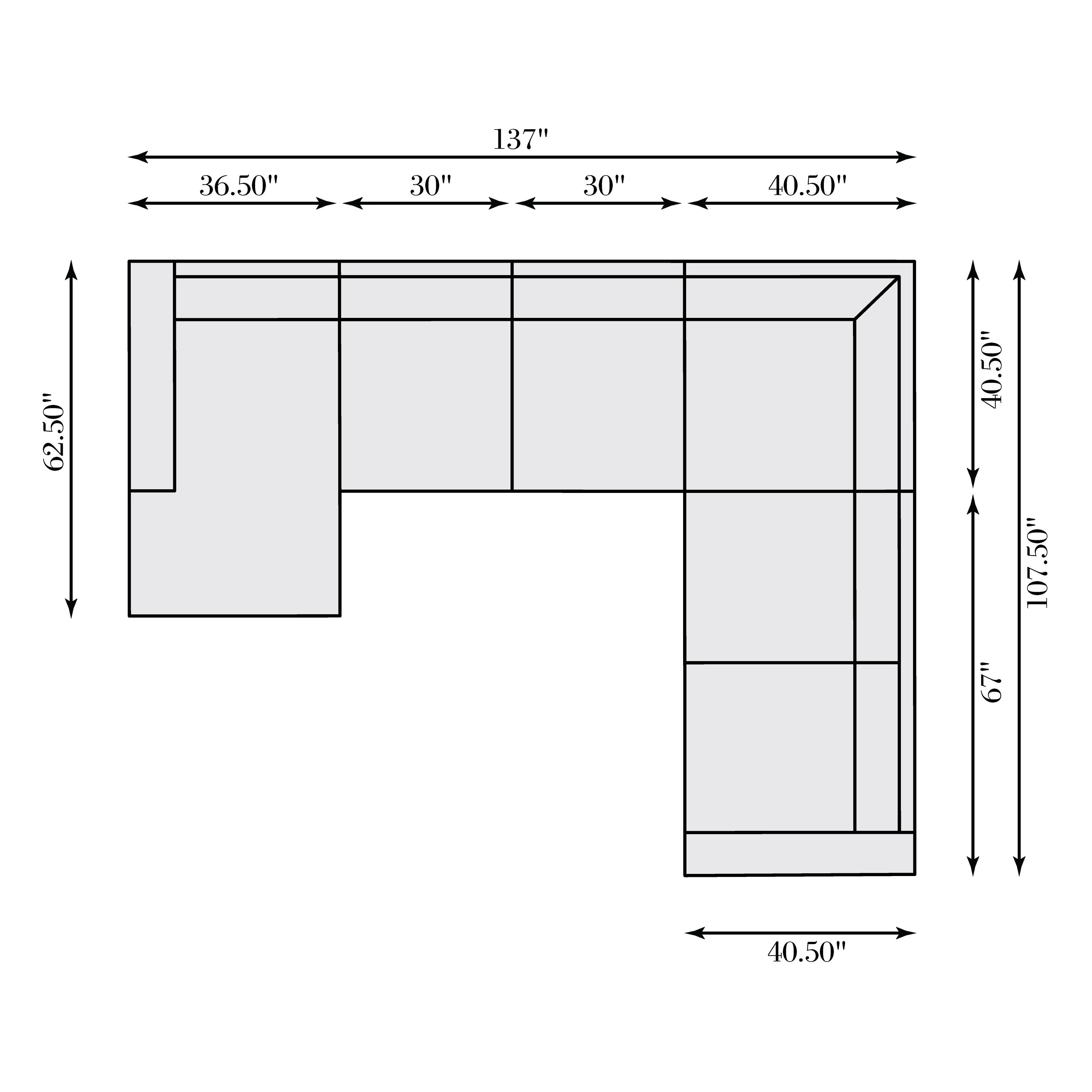 Dawkins White/Cream Fabric Sectional – Left Chaise - Image 5