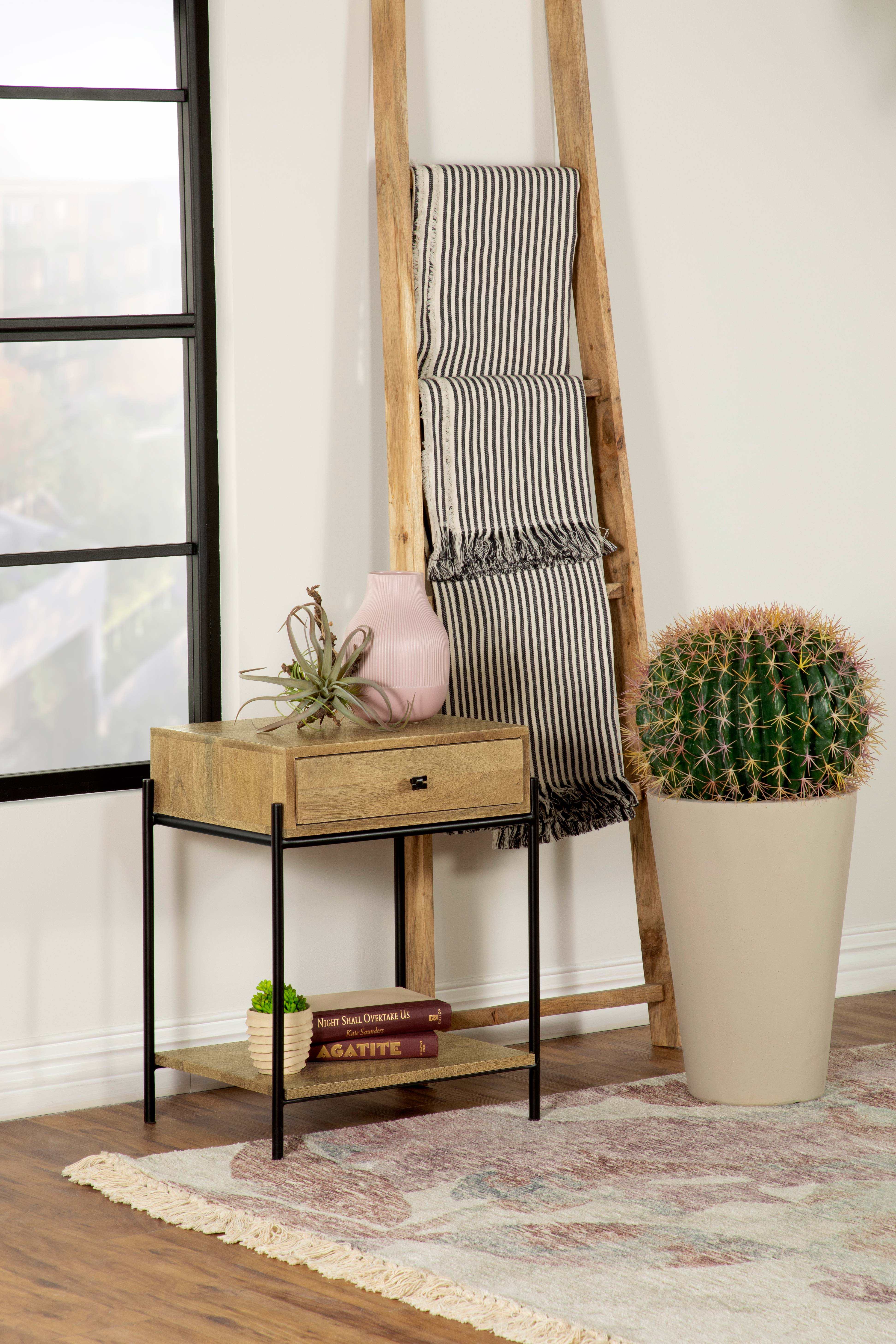 Declan Natural Mango / Black Side Table - Image 2