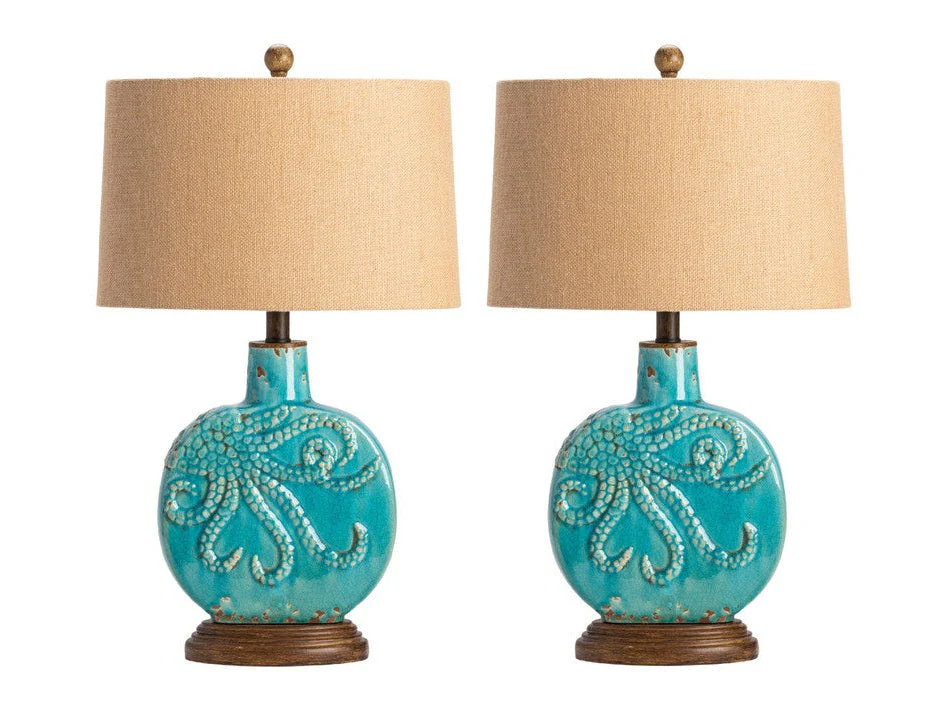 Deep Ocean Blue Table Lamp (Set of 2)