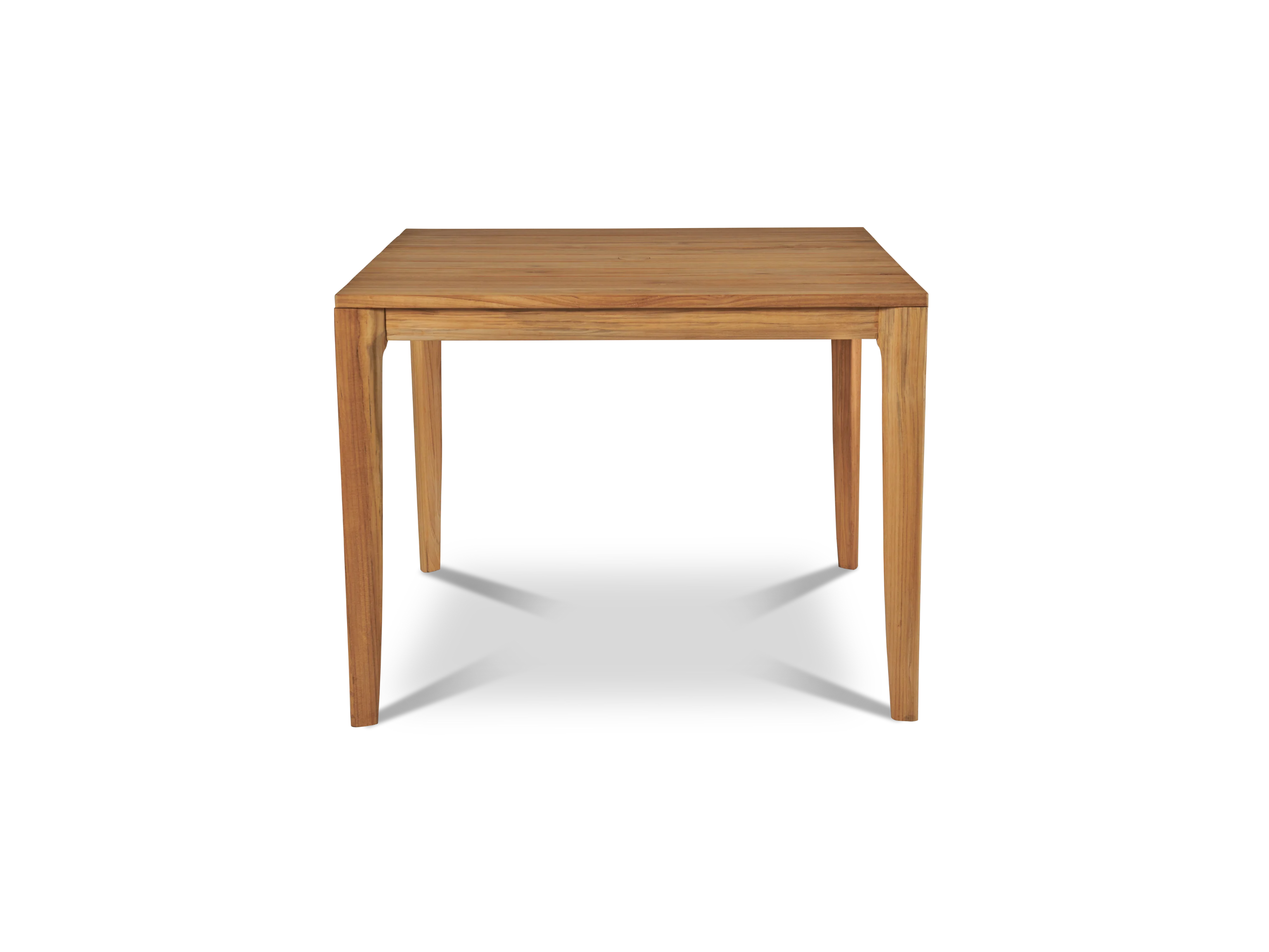 Del Ray 5-Piece Square Teak Blue Outdoor Dining Set with Folding Armchairs - Image 4
