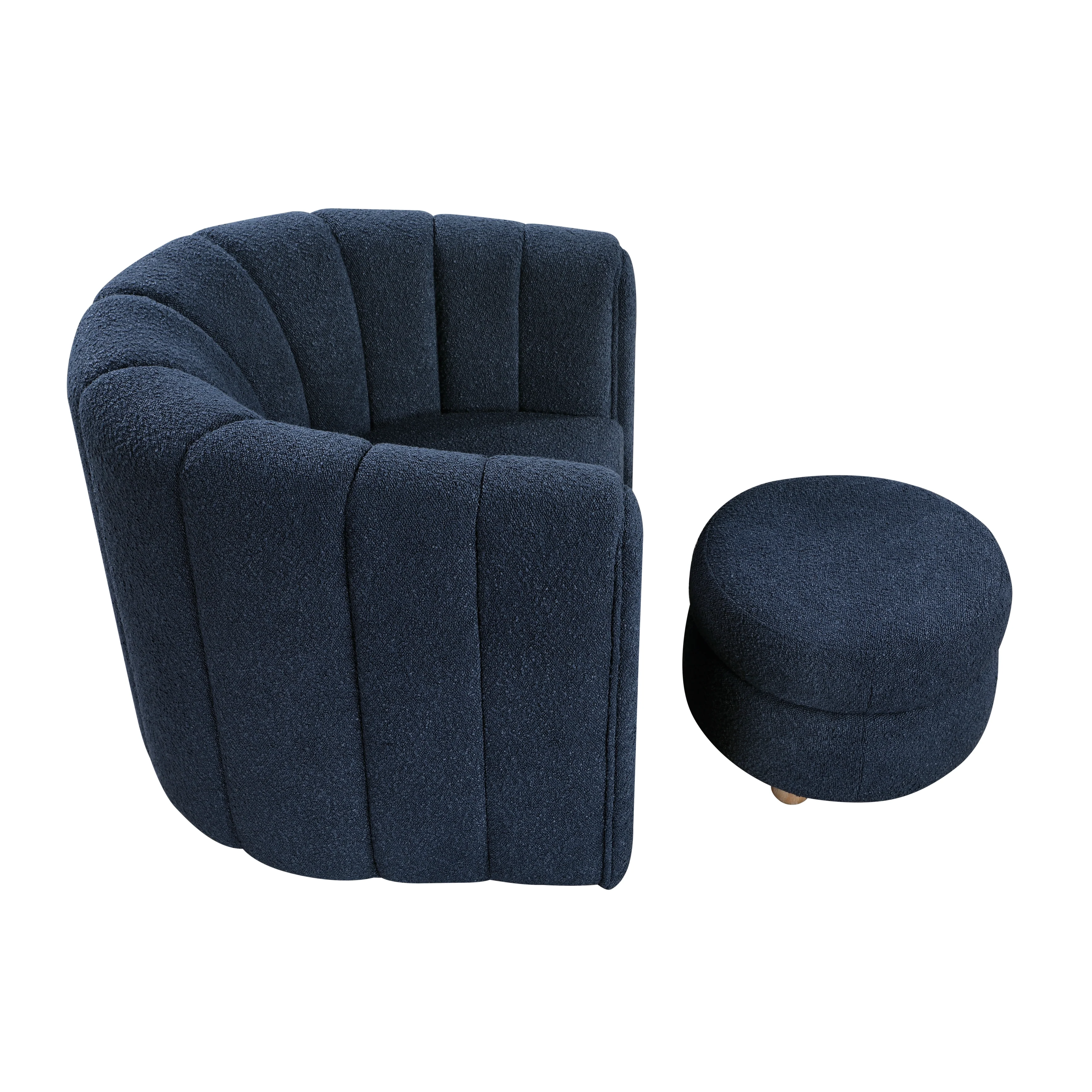 Delaney Blue Swivel Chair w/ Ottoman - Image 2