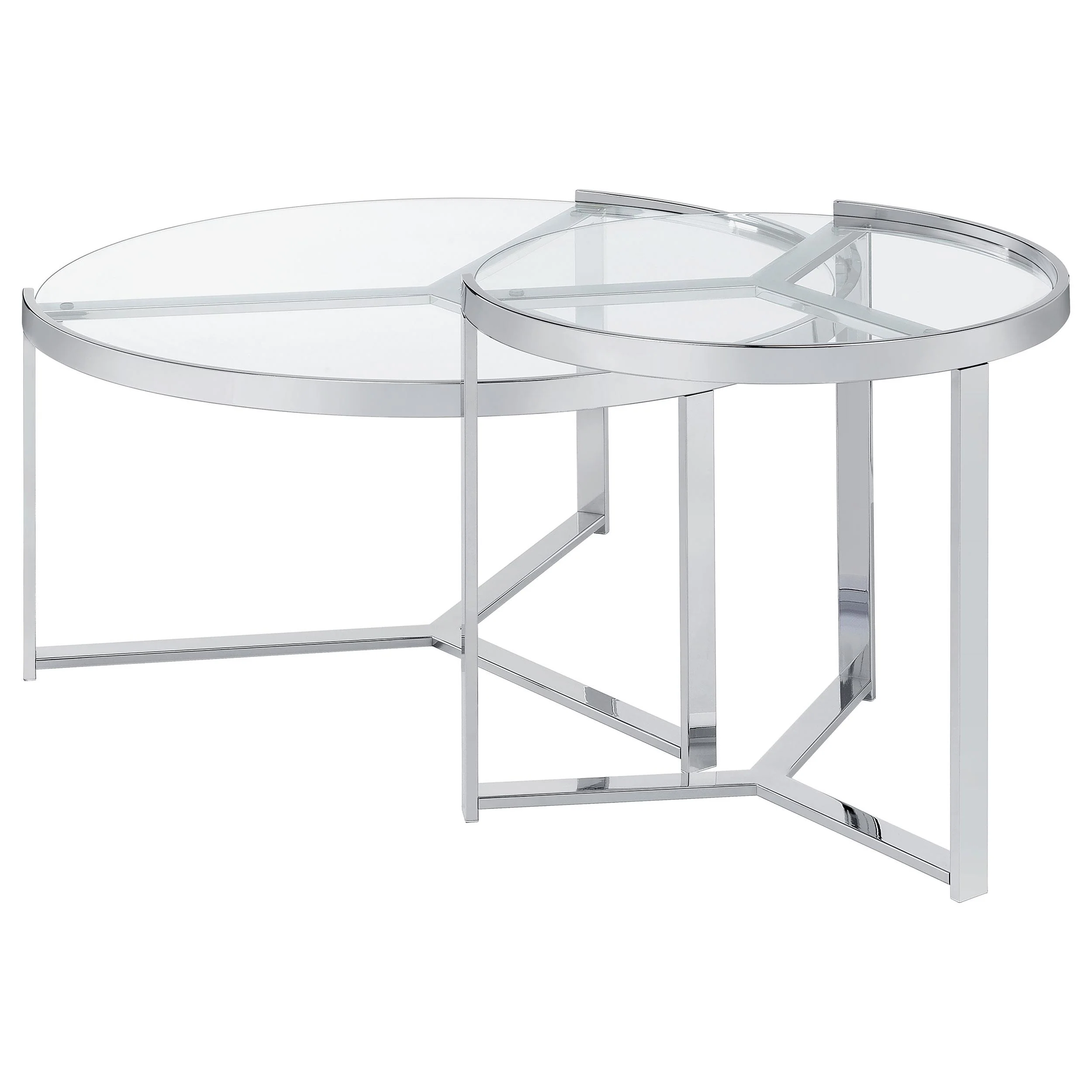 Delia Chrome 2-Piece Round Glass Top Nesting Coffee Table - Image 6