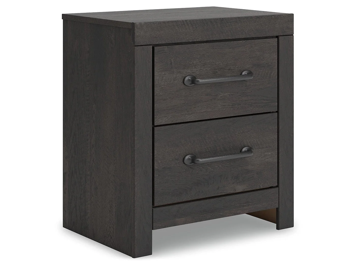 Delmorta Dark Gray 22" 2 Drawer Charging Nightstand