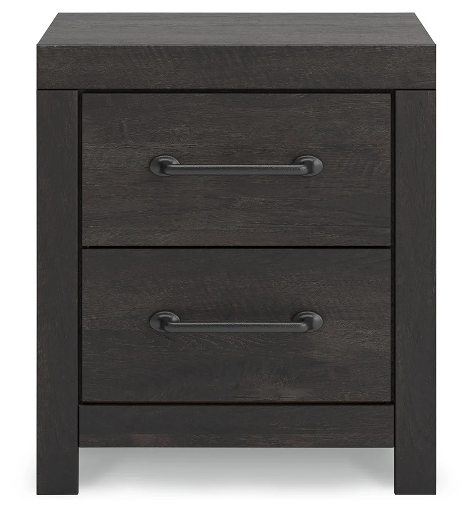 Delmorta Dark Gray 22" 2 Drawer Charging Nightstand - Image 4