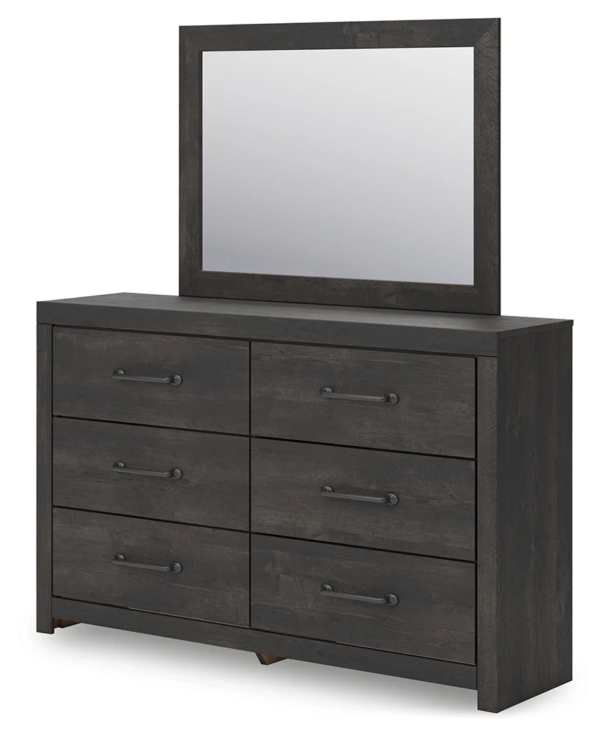 Delmorta Dark Gray 6 Drawer Dresser & Mirror - Image 4