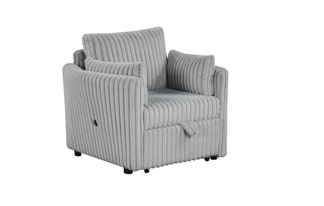Denholme Gray Chair w/ Pull Out - Image 2