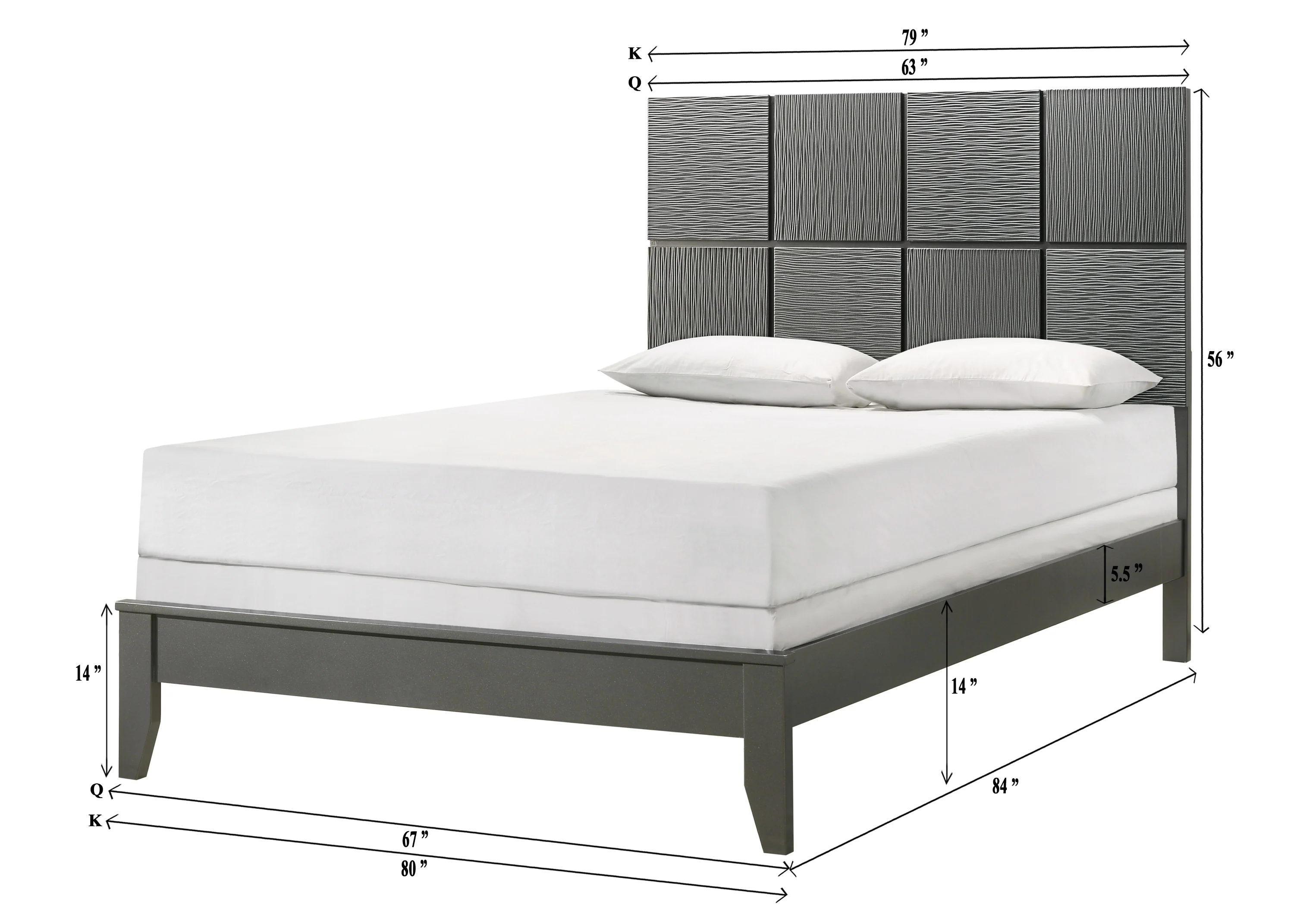 Denker Gunmetal Panel Bedroom Set - Image 4