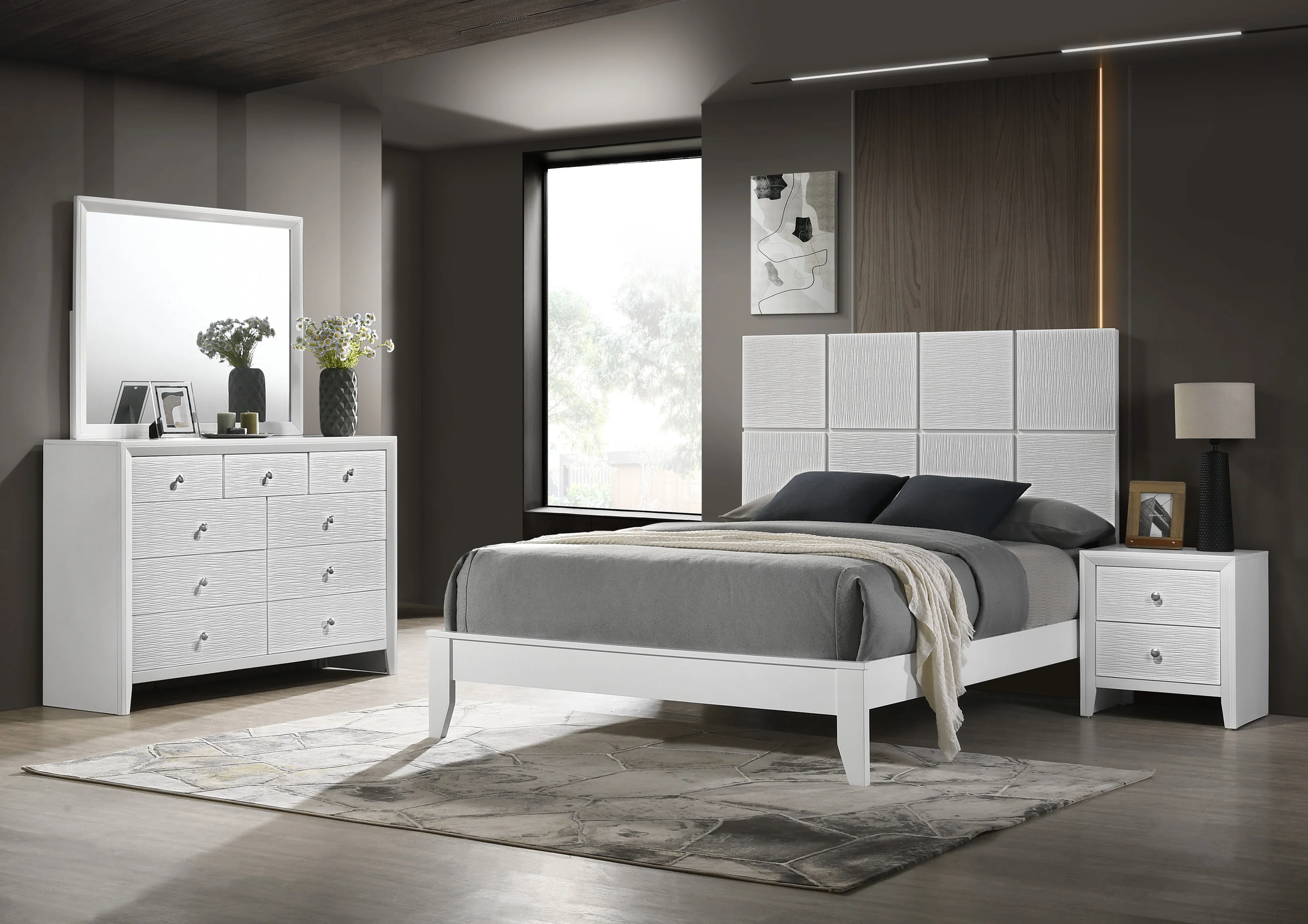 Denker White Full Panel Bed - Image 3