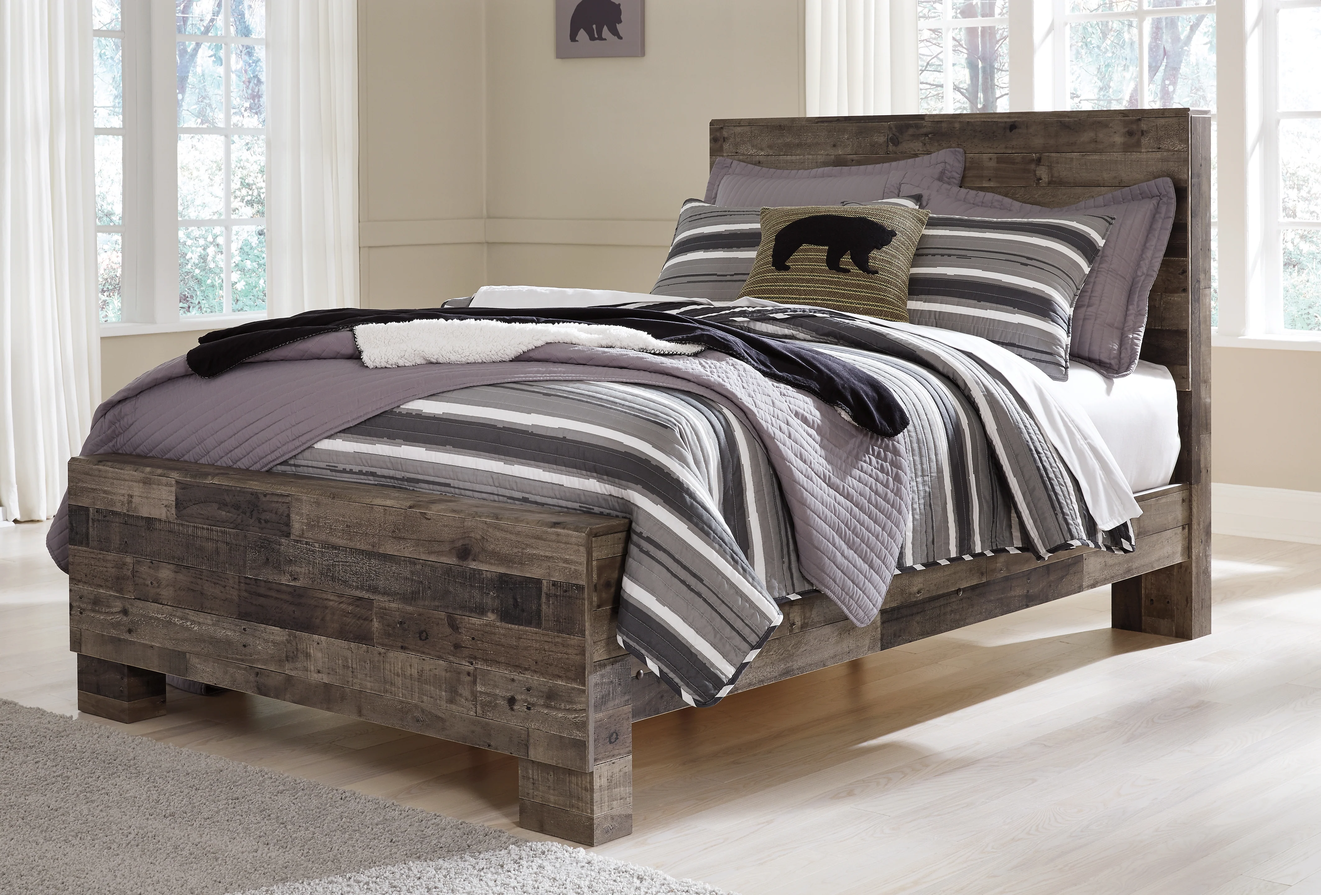 Derekson Multi Gray Full Panel Bed, Dresser and Mirror - Image 7