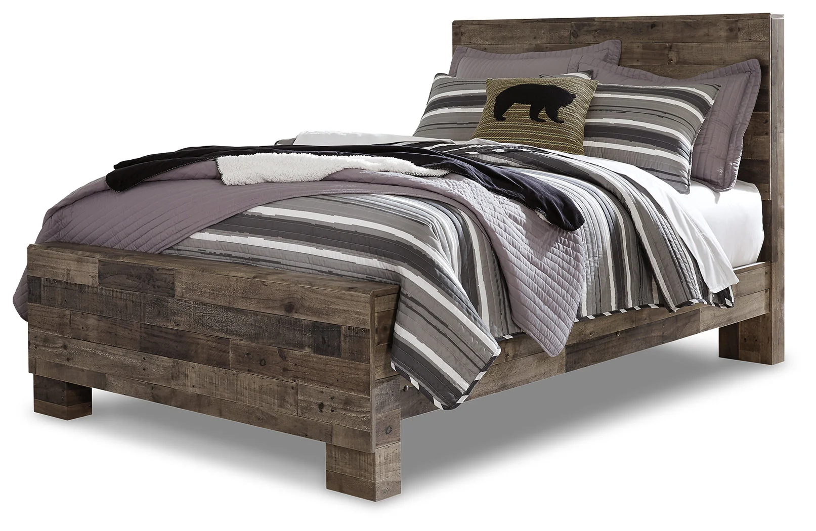 Derekson Multi Gray Full Panel Bedroom Set with Dresser, Mirror and Nightstand (Online Special Price) - Image 2