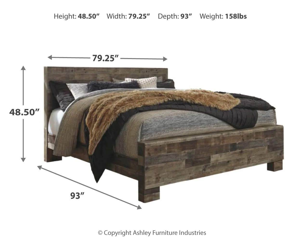 Derekson Multi Gray King Panel Bed, Dresser, Mirror and Nightstand - Image 5