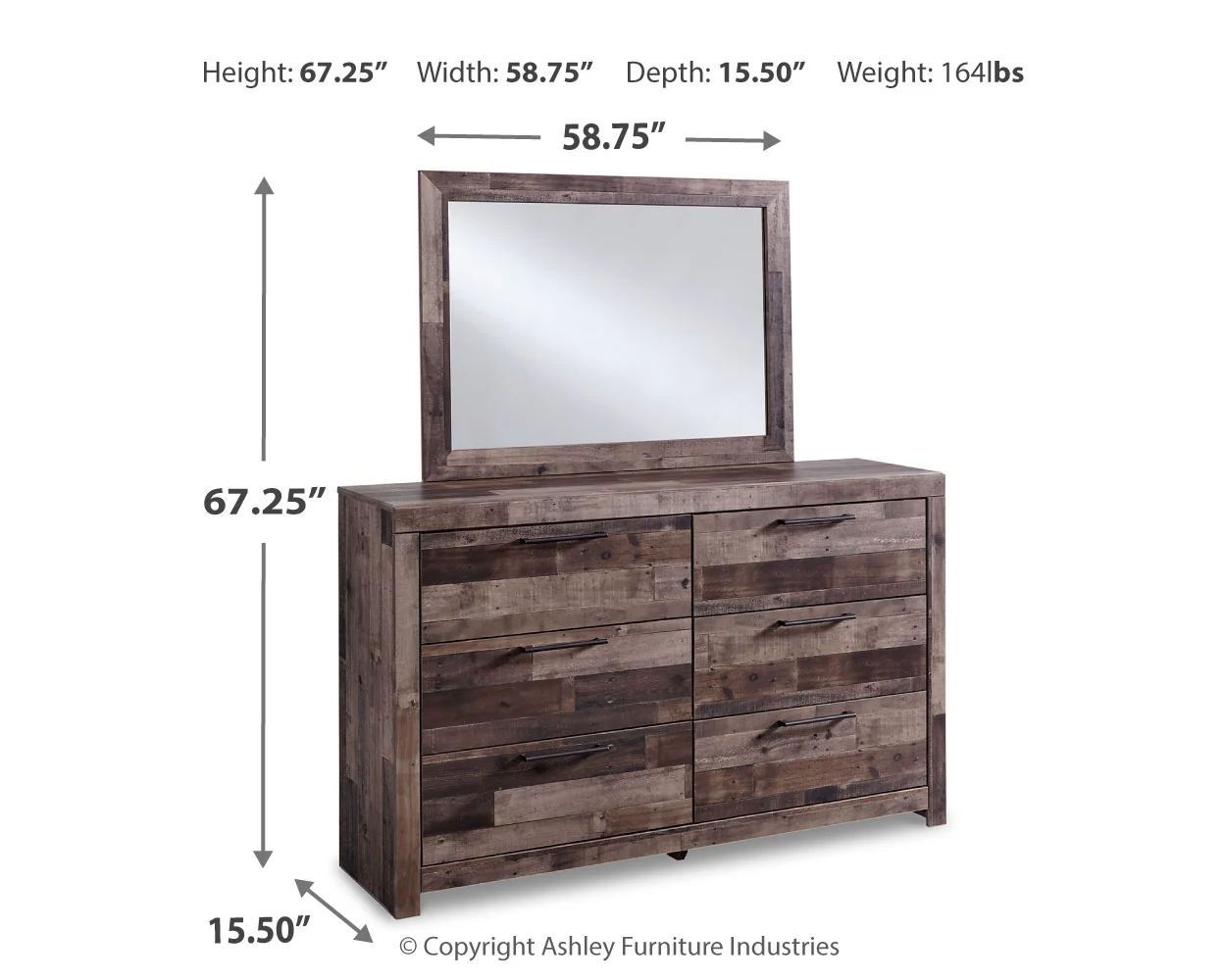 Derekson Multi Gray King Panel Bed, Dresser, Mirror and Nightstand - Image 7