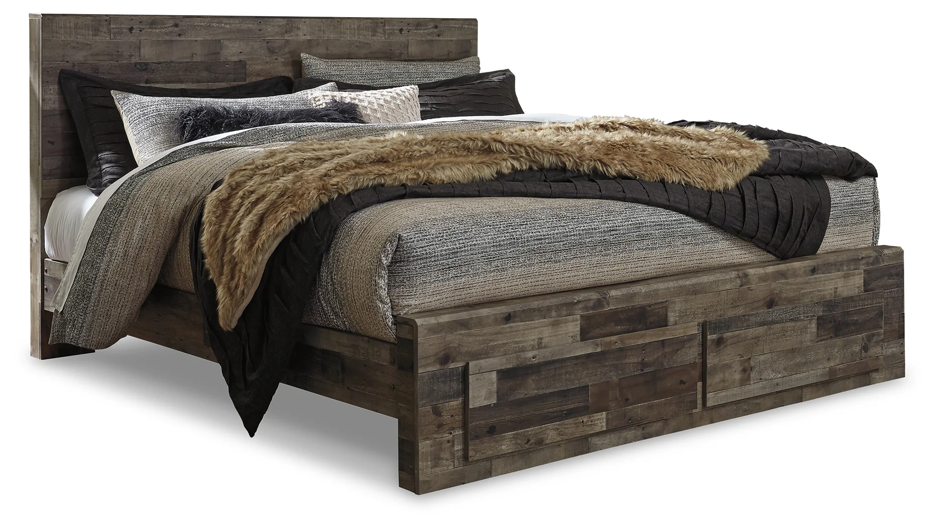 Derekson Multi Gray King Panel Bedroom Set with Dresser, Chest and Nightstand - Image 5