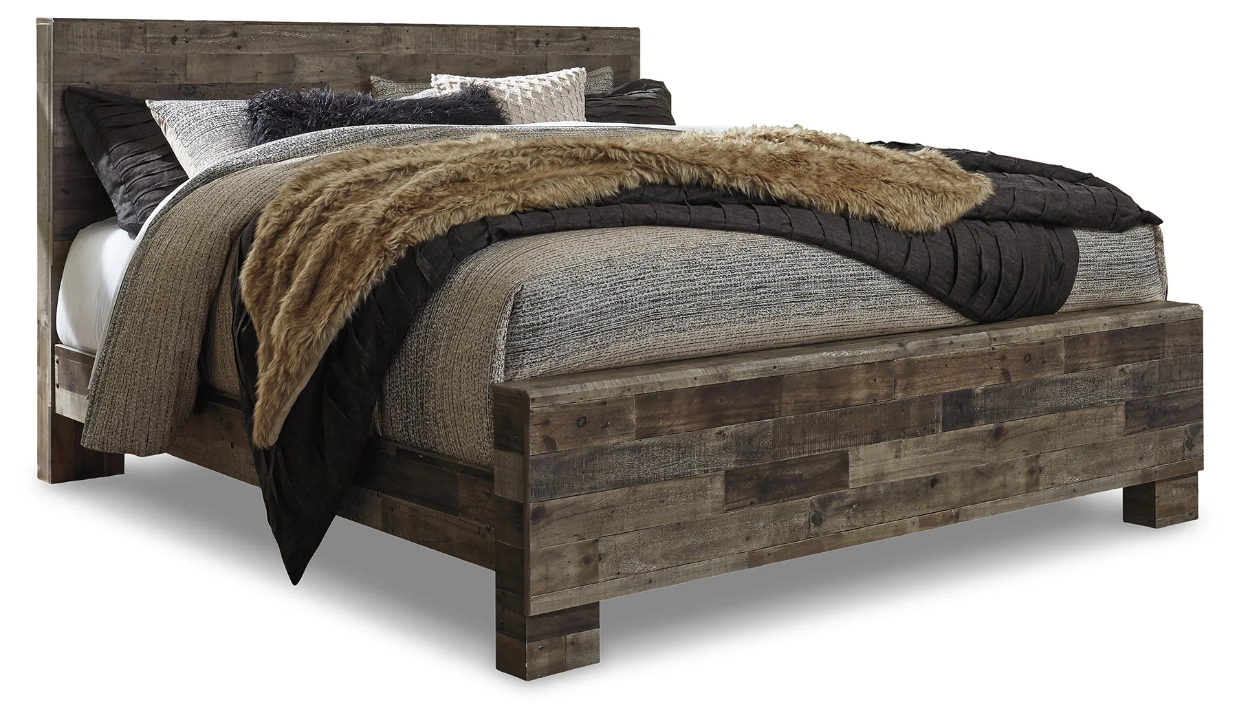 Derekson Multi Gray King Panel Bedroom Set with Dresser, Mirror and Chest (Online Special Price) - Image 3