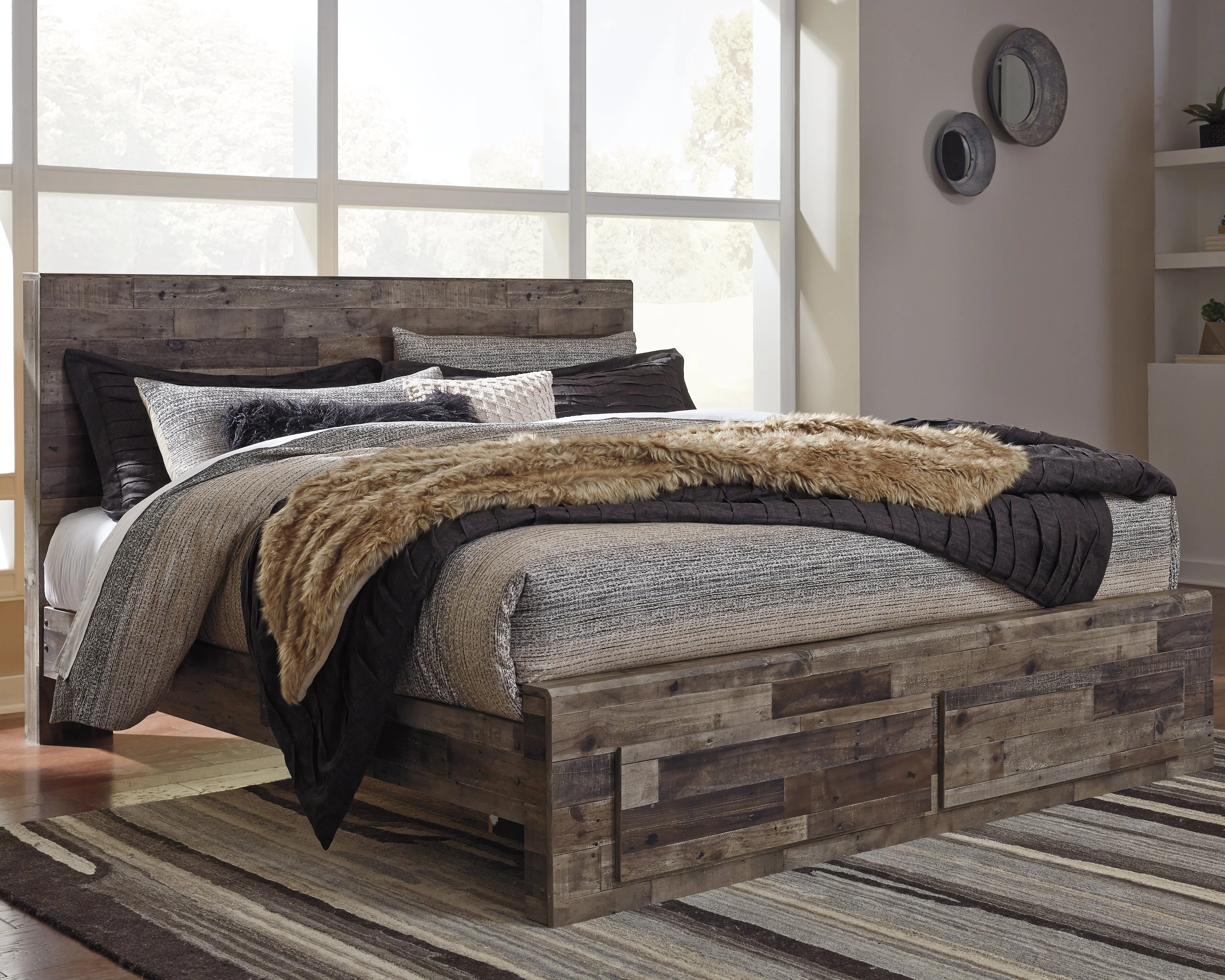 Derekson Multi Gray King Storage Bedroom Set with Dresser, Mirror and 2 Nightstands (Online Special Price) - Image 9