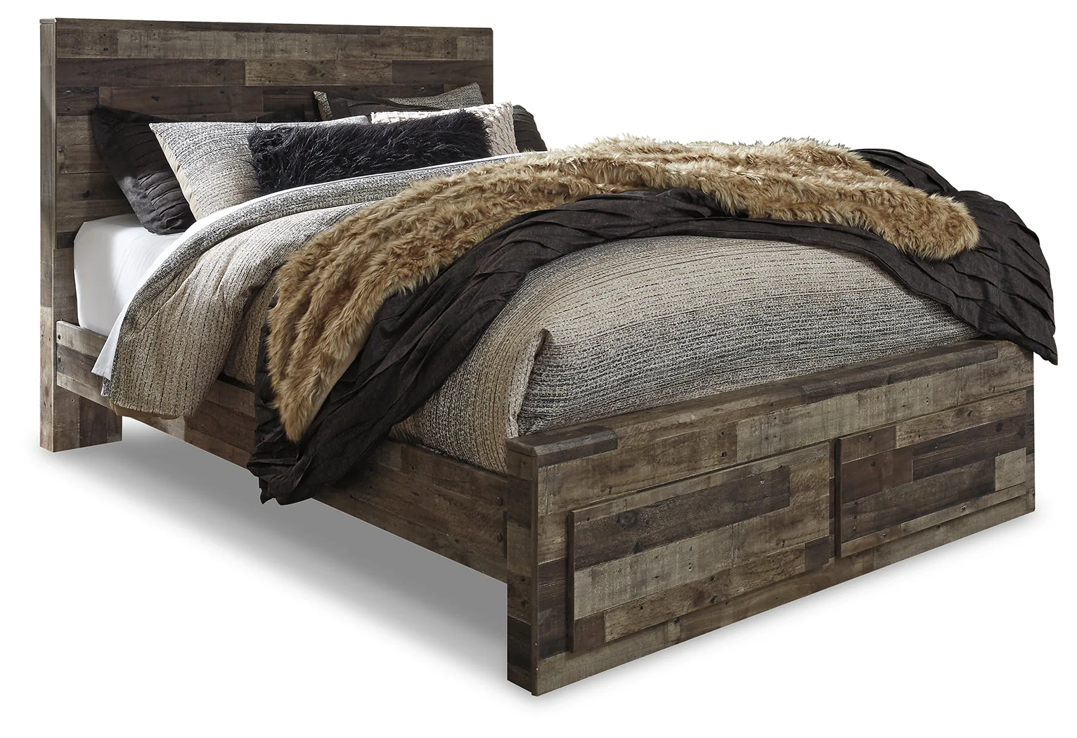 Derekson Multi Gray Queen Panel Bed w/2 Storage Drawers (Online Special Price) - Image 2