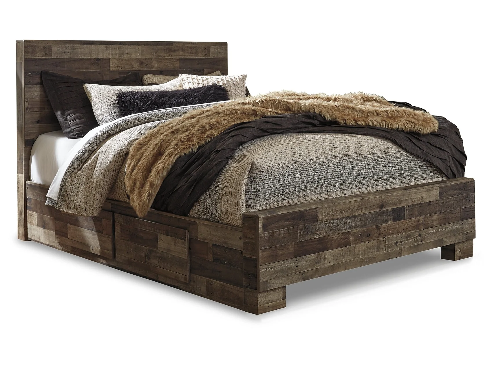 Derekson Multi Gray Queen Panel Bed with 2 Side Storage - Image 2