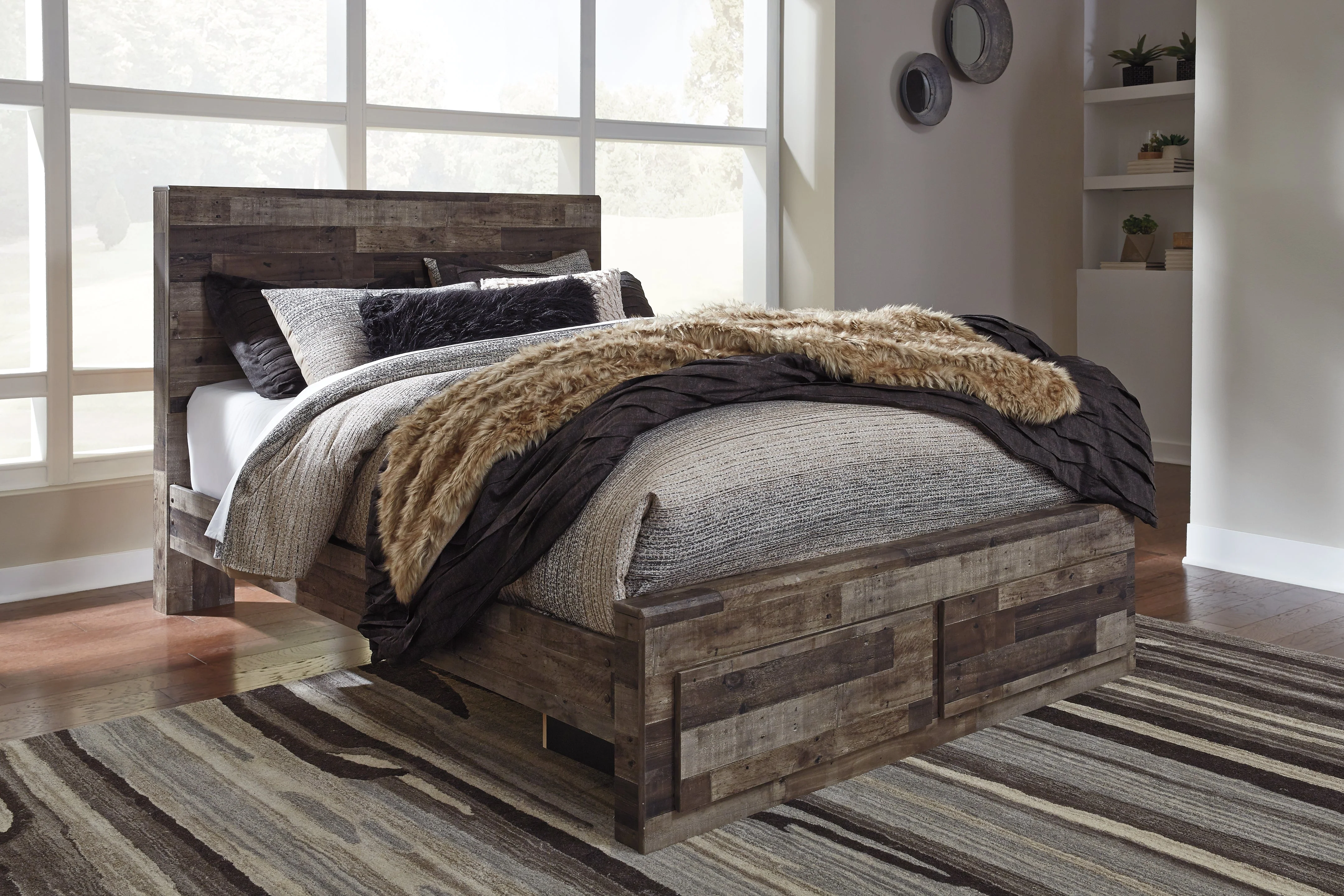 Derekson Multi Gray Queen Panel Storage Bedroom Set with Dresser and 2 Nightstands (Online Special Price) - Image 8