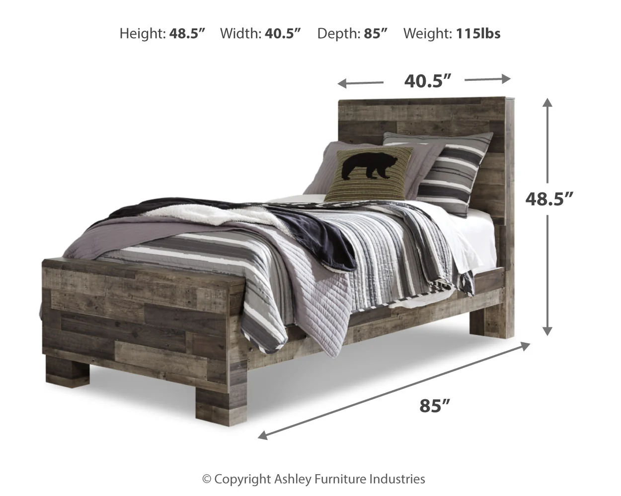 Derekson Multi Gray Twin Panel Bedroom Set with Dresser - Image 5