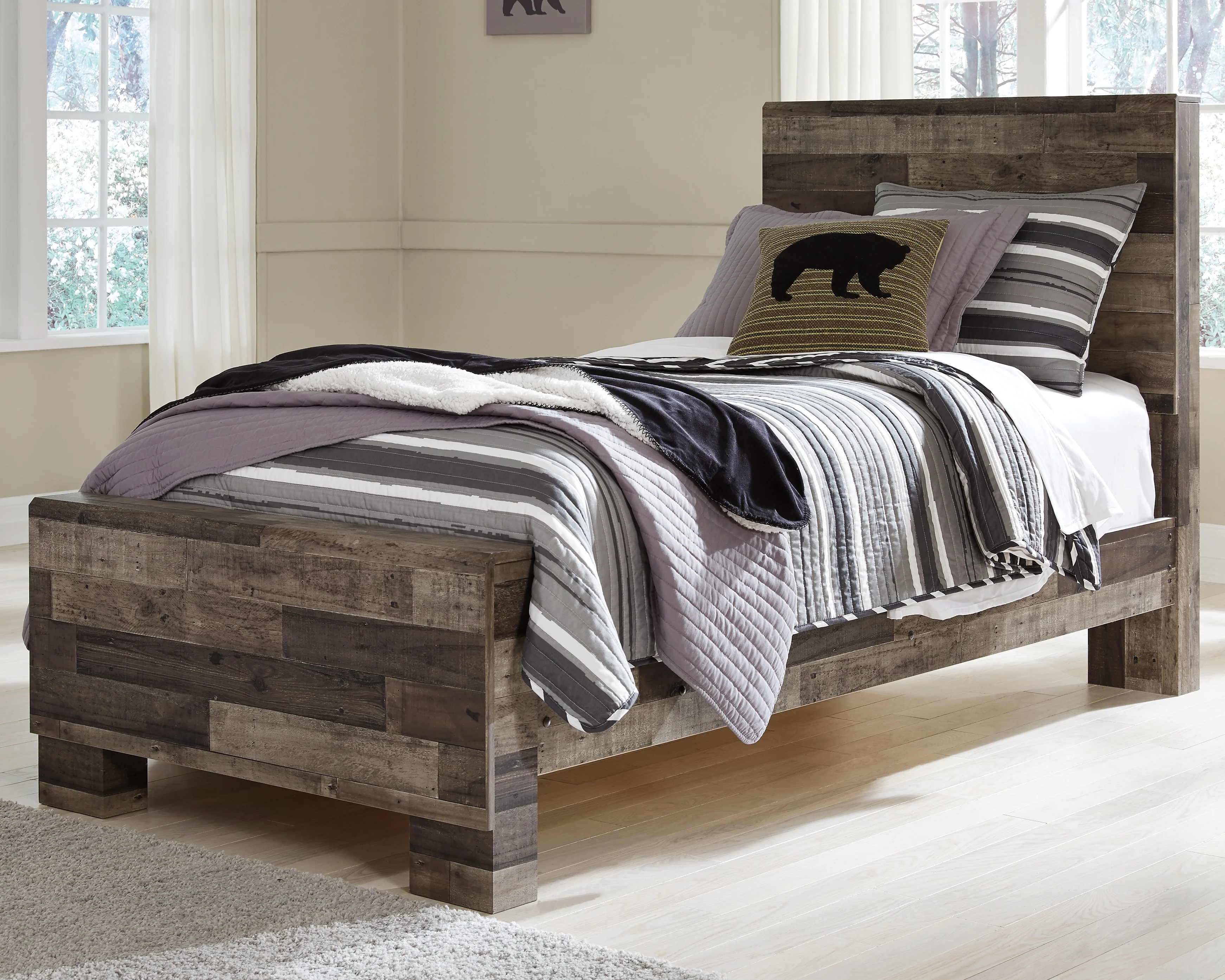 Derekson Multi Gray Twin Panel Bedroom Set with Dresser - Image 7