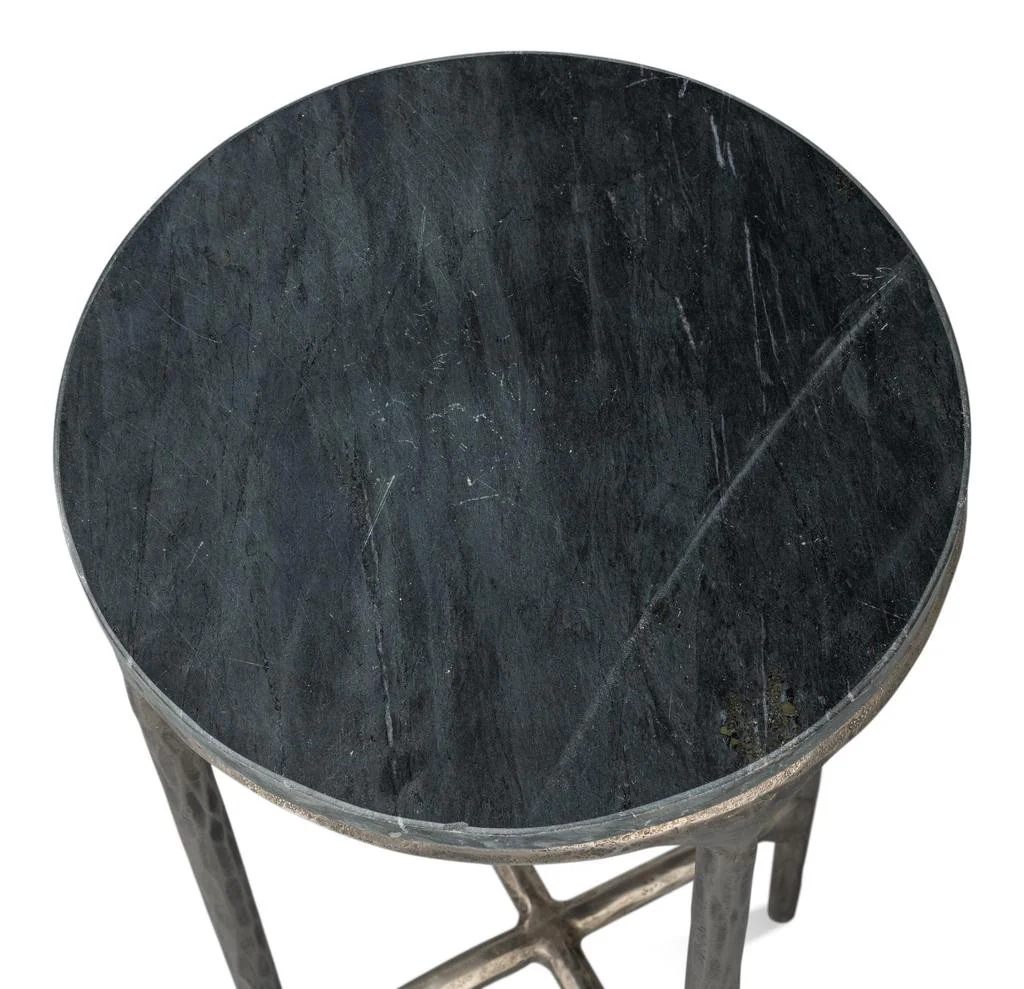 Derrick Black Iron End Table With Marble Top - Image 10