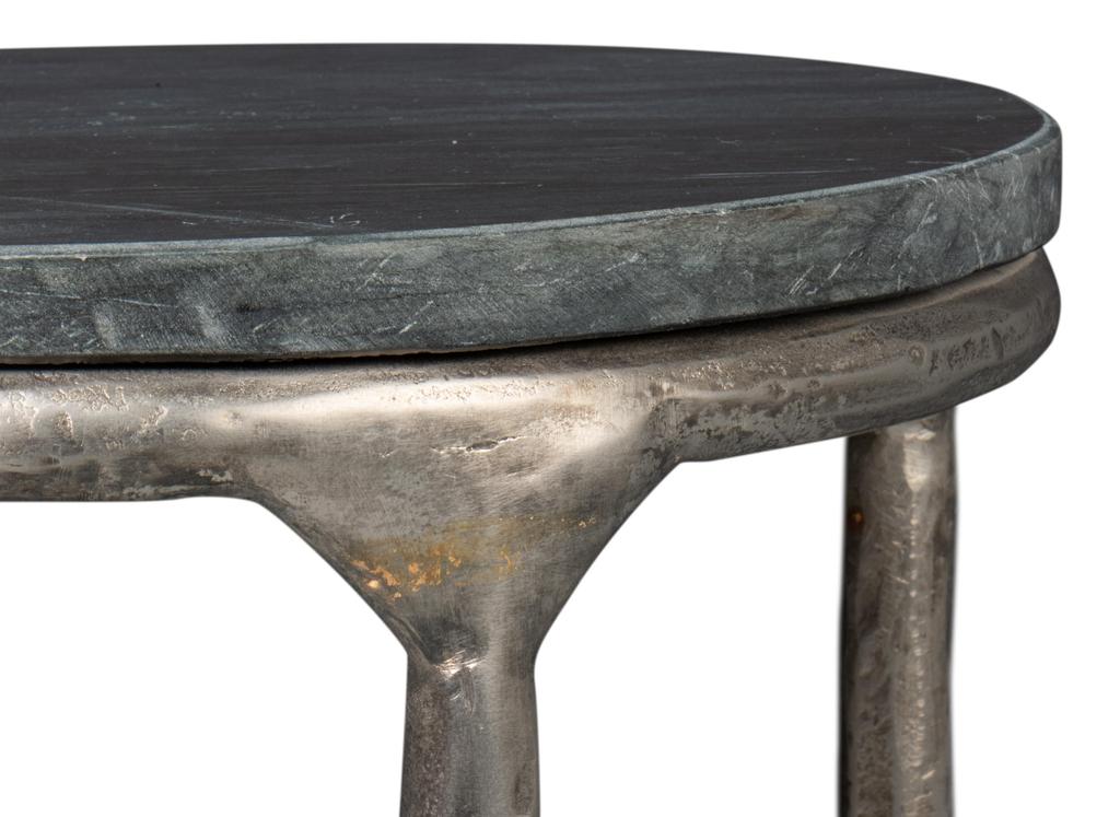 Derrick Black Iron End Table With Marble Top - Image 11
