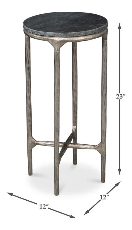Derrick Black Iron End Table With Marble Top - Image 12