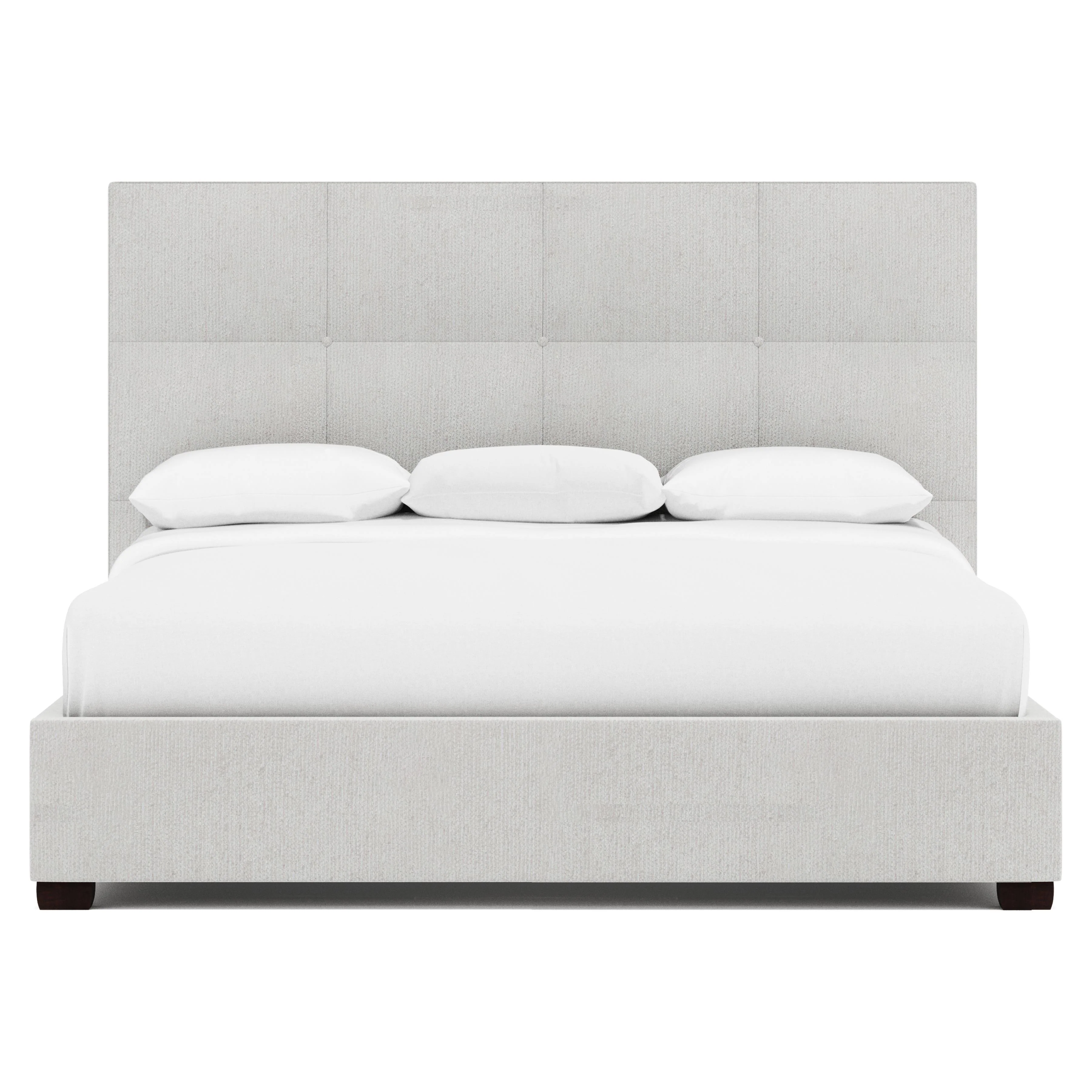 Derrick White/Cream Fabric California King Panel Bed – 15" Footboard - Image 2