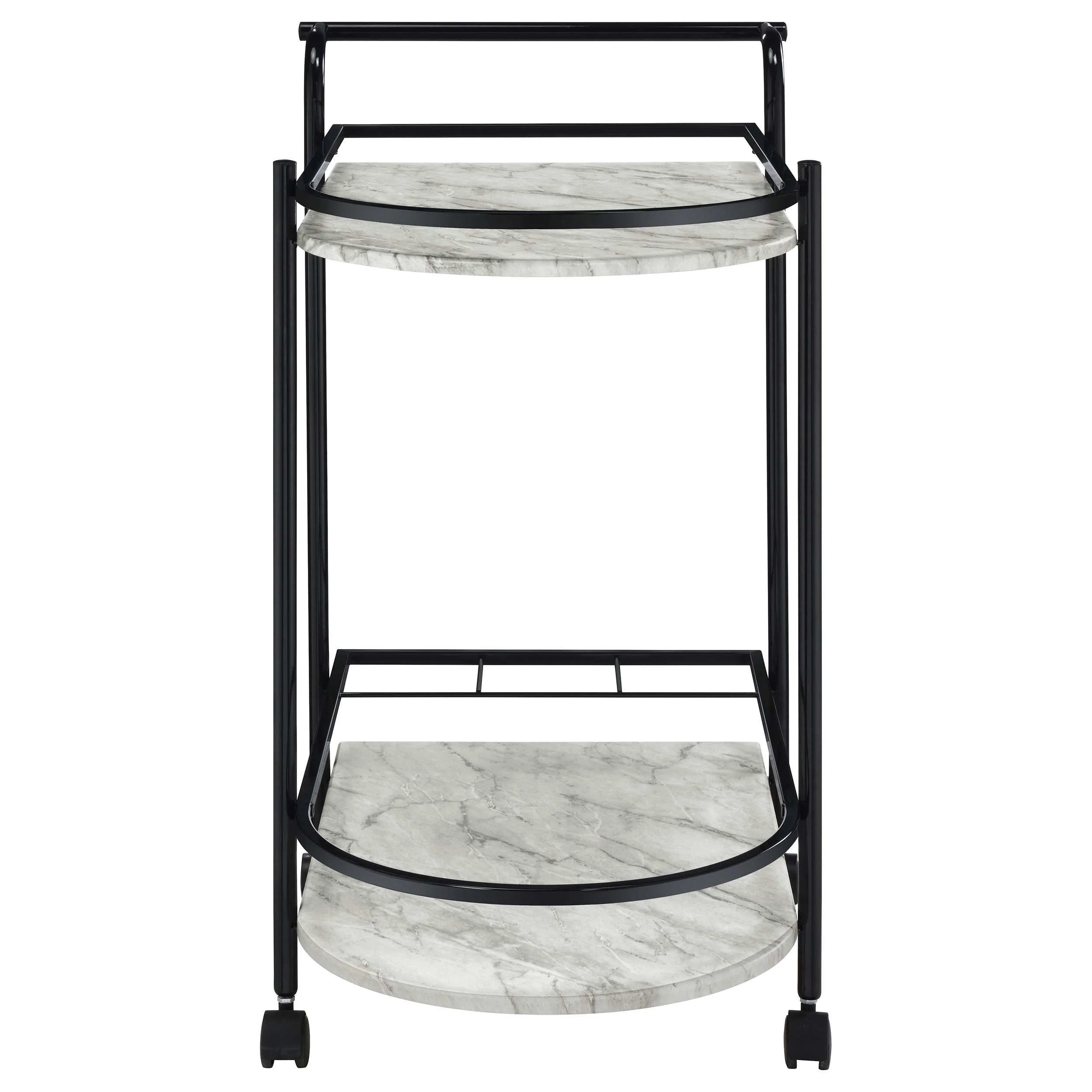 Desiree Faux White Marble / Black Bar Cart - Image 3