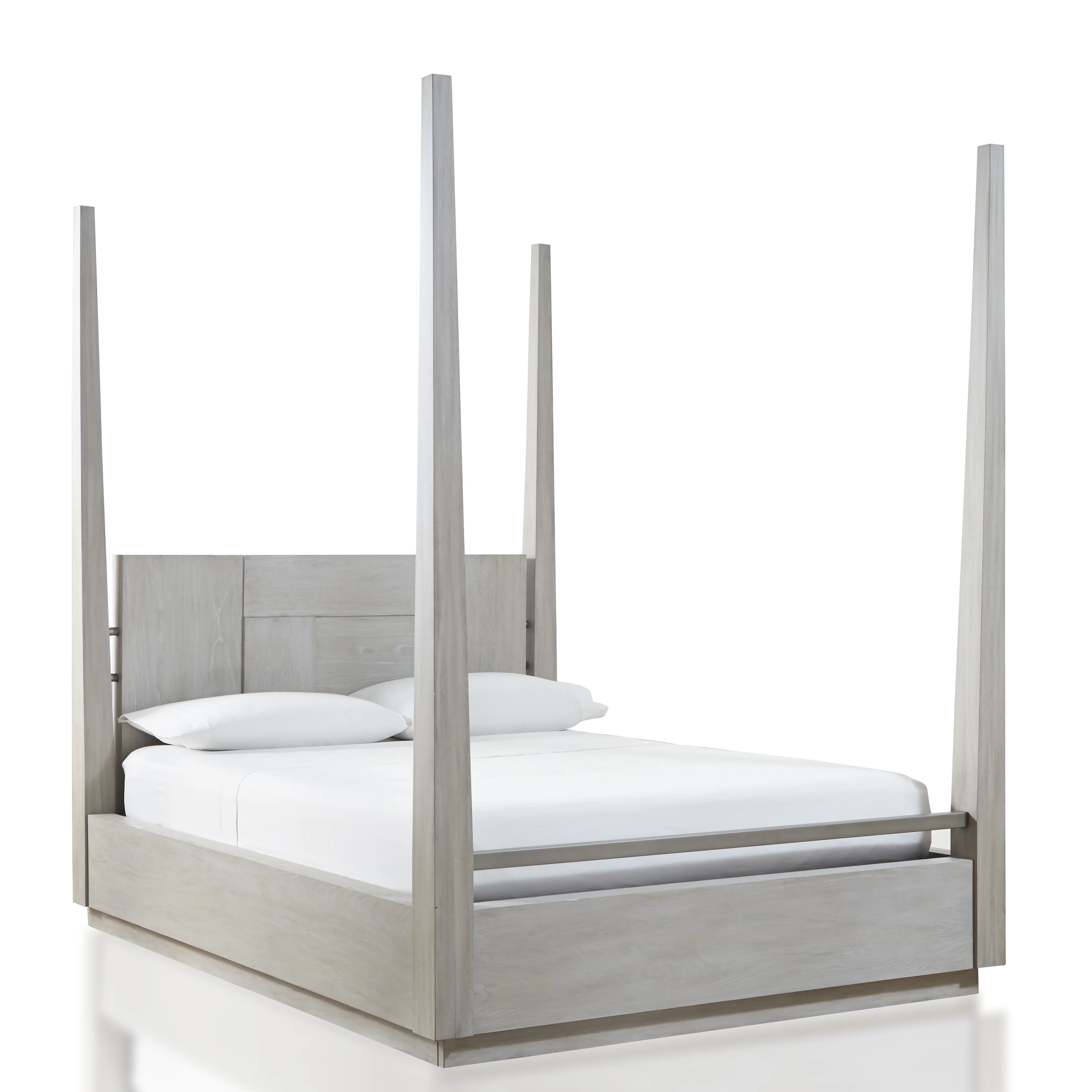 Destination Wood Queen Poster Bed in Cotton Grey - Image 4