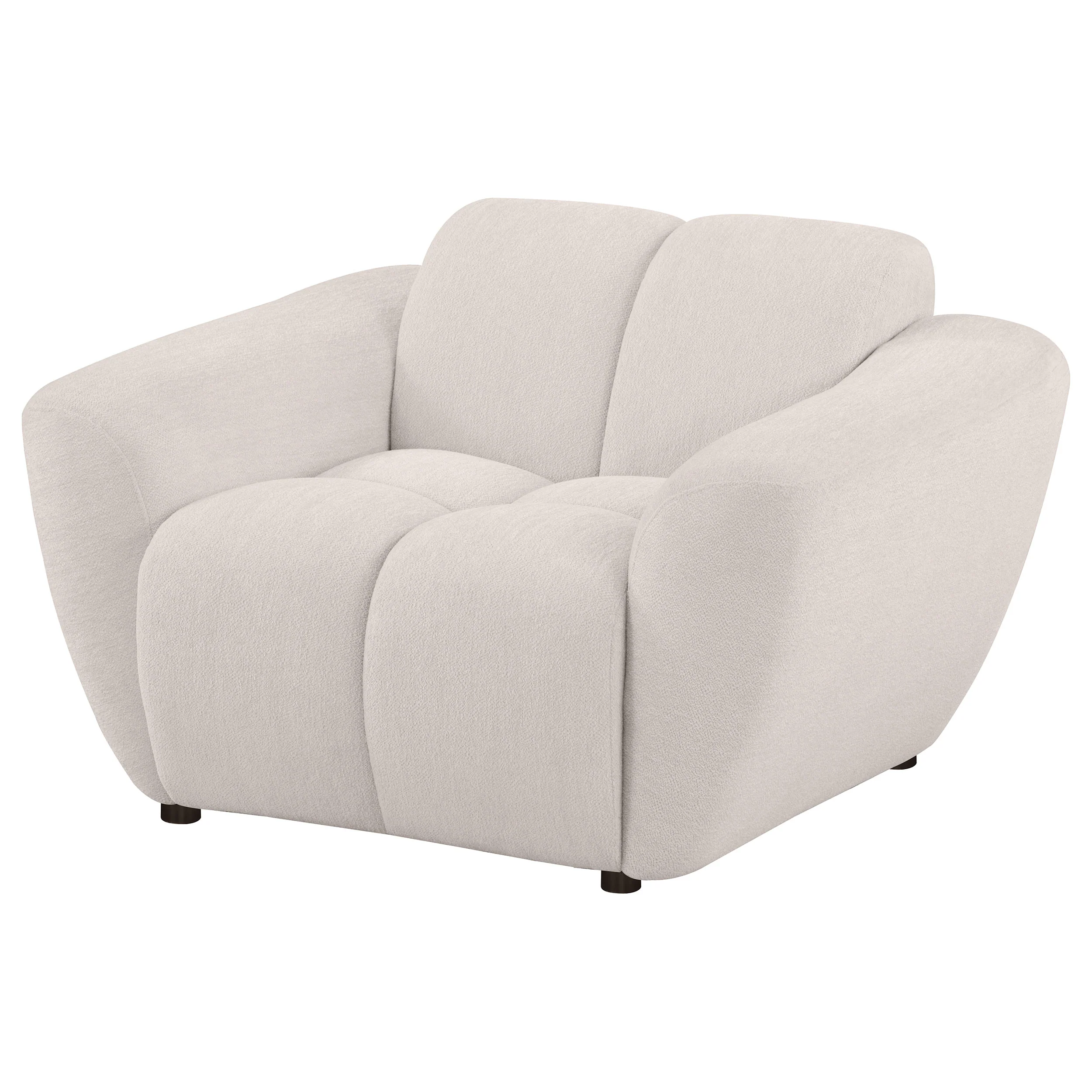 Destino Greige Chenille Upholstered Splayed Arm Accent Chair - Image 3