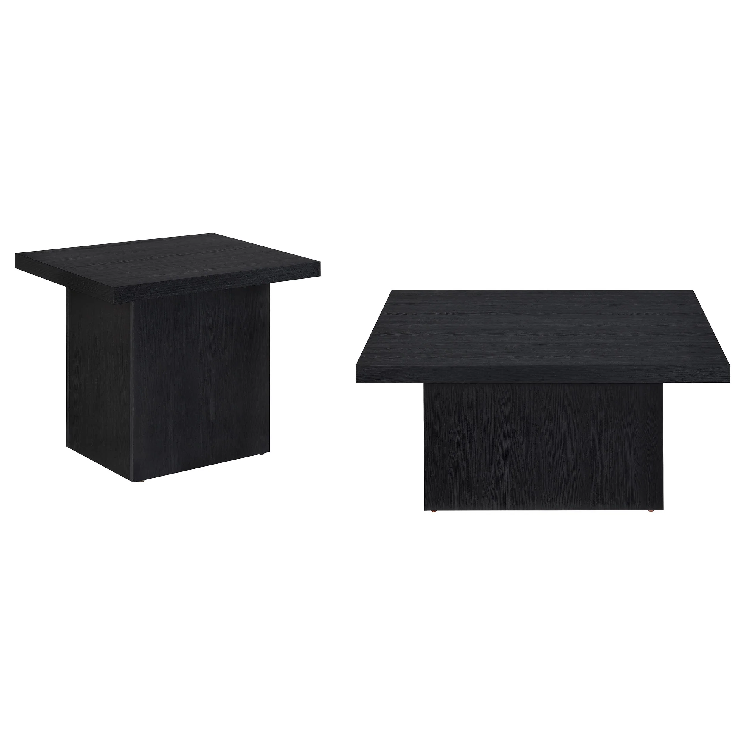 Devar Black 2-piece Square Cocktail Coffee End Table Set - Image 2
