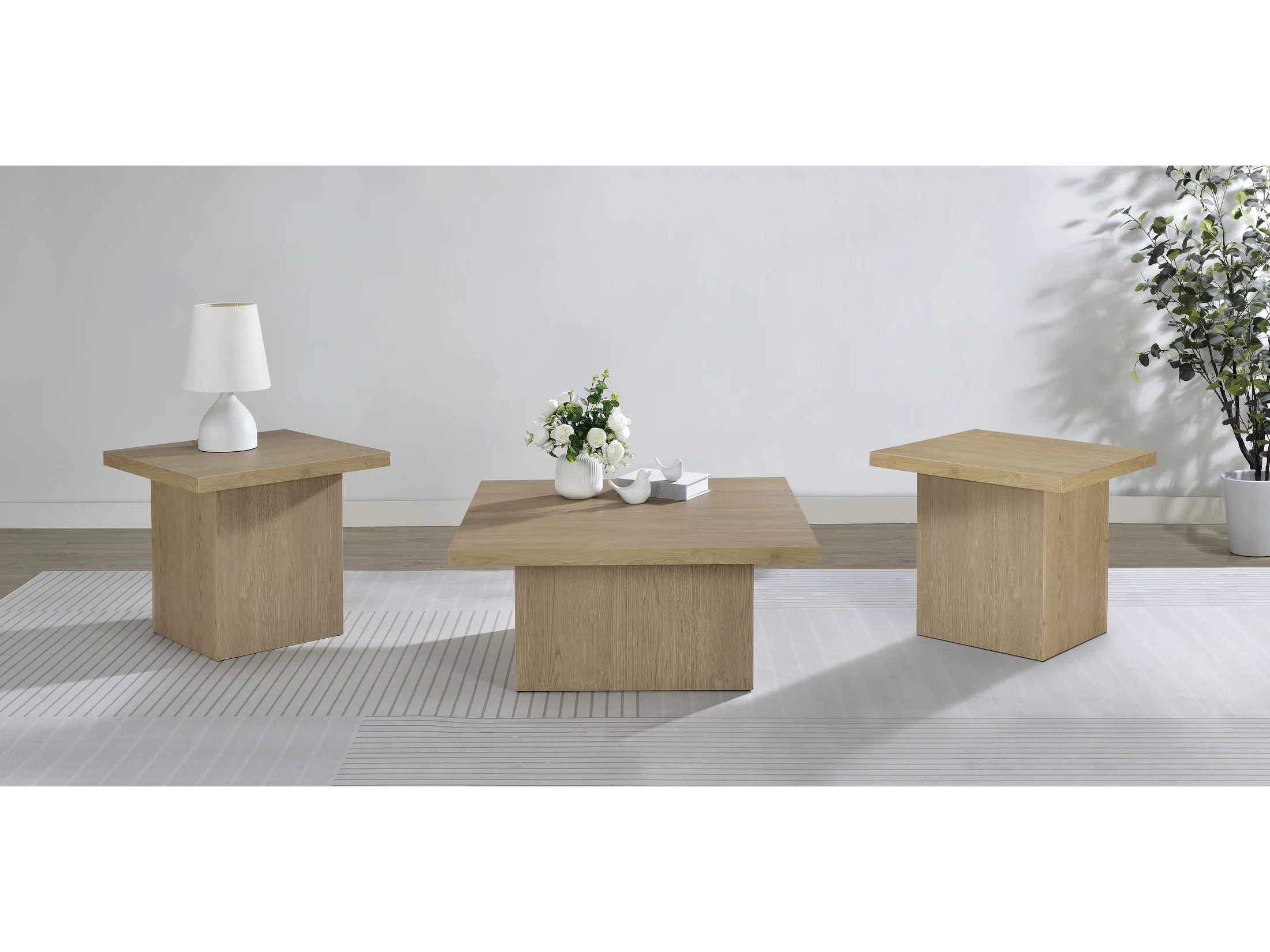 Devar Latte 3-piece Square Cocktail Coffee End Table Set