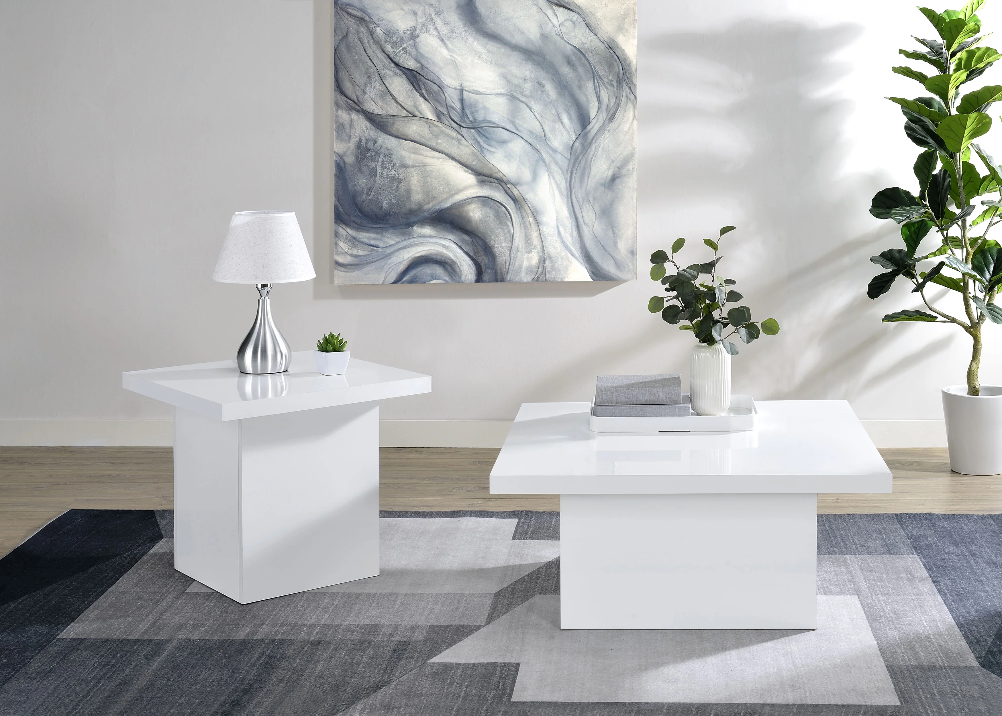 Devar White High Gloss Square Engineered Wood Coffee Table - Image 9
