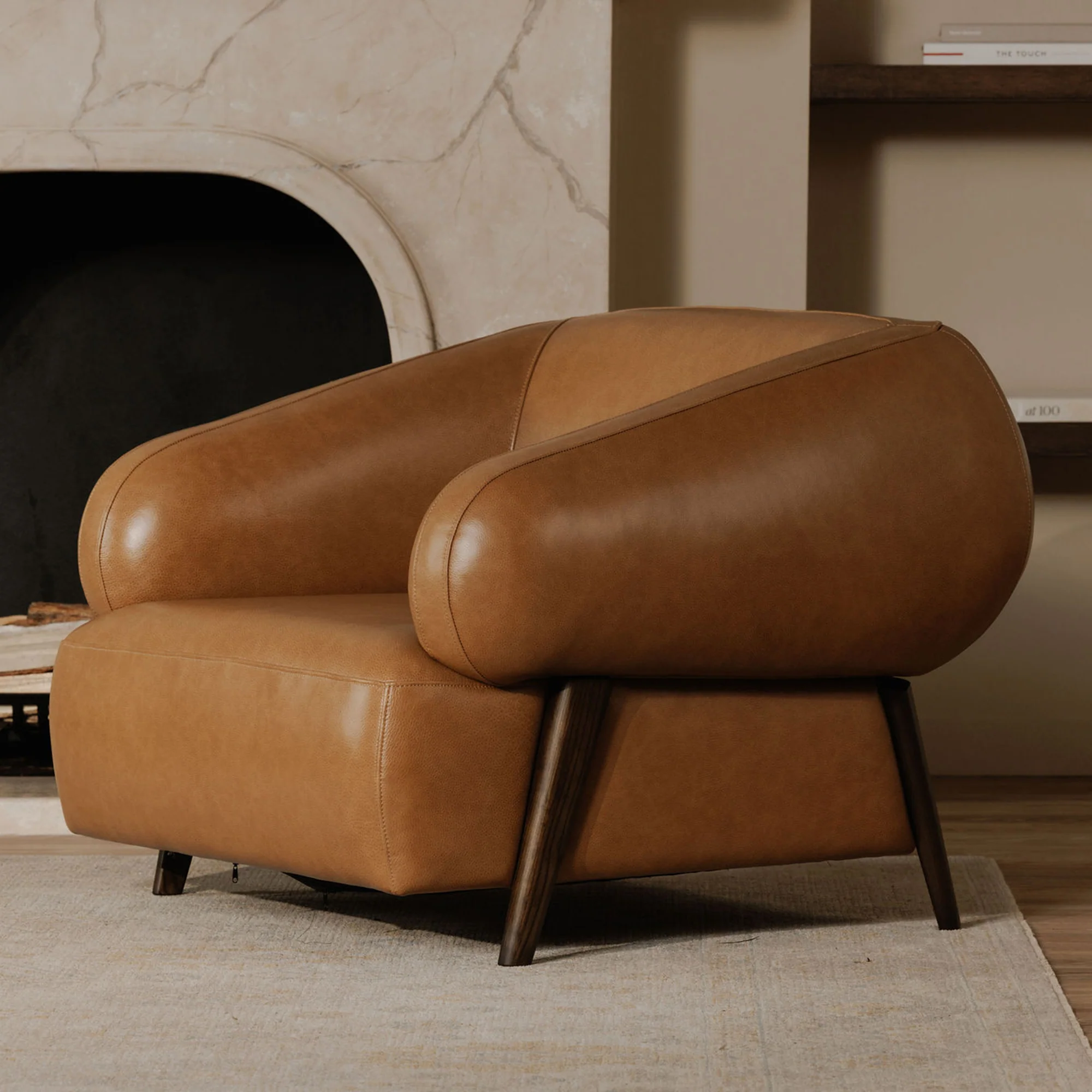 Devlin Tan Leather Lounge Chair - Image 8