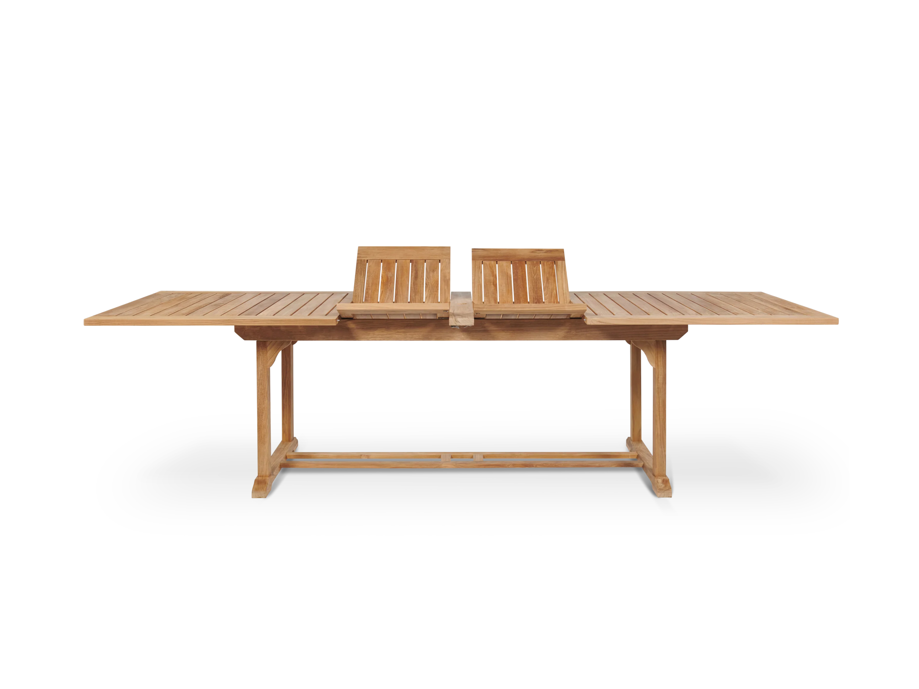 Devon 9-Piece Rectangular Teak Outdoor Family Dining Set with Extendable Table and Folding Chairs - Image 5