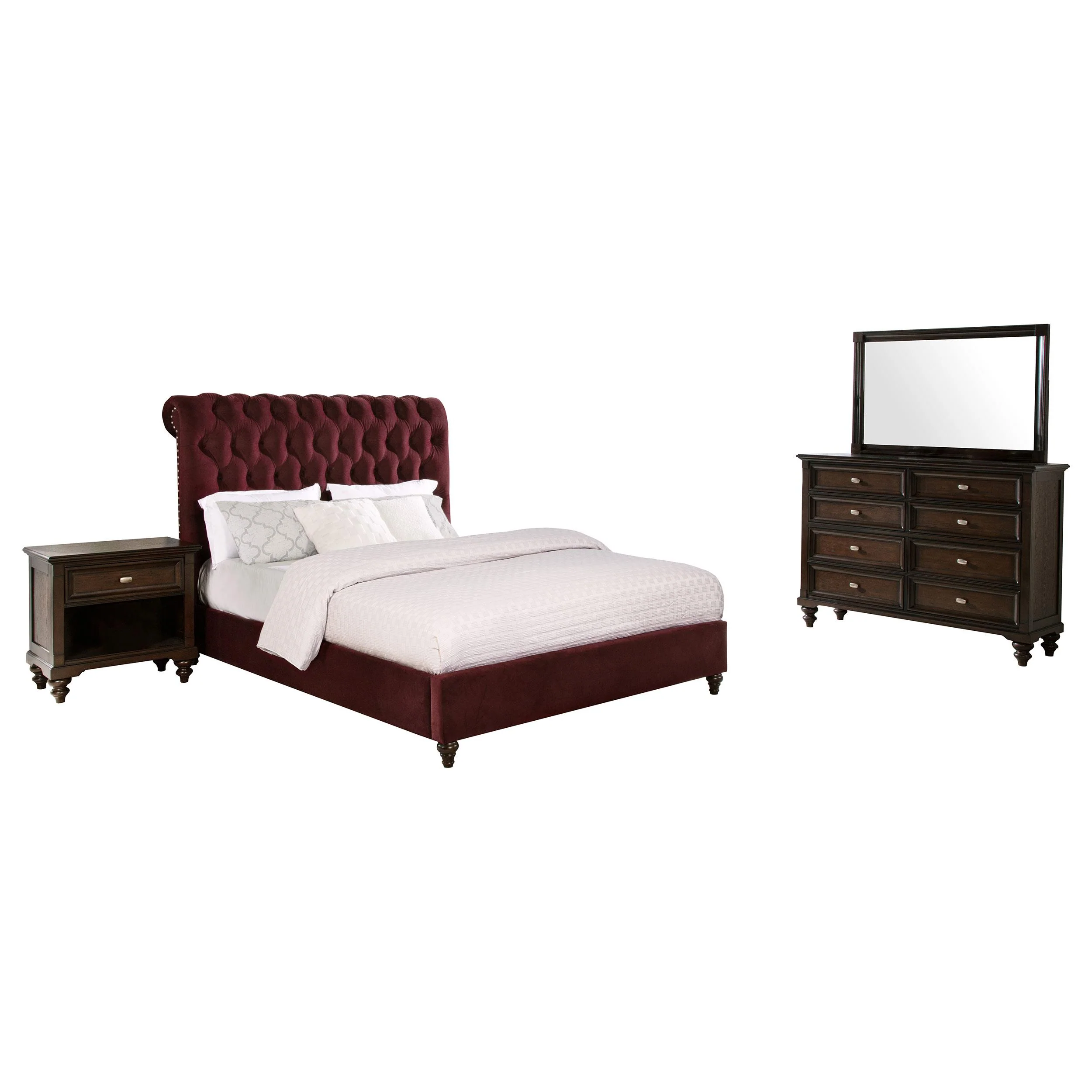 Devon Red and Dark Oak 4-piece California King Bedroom Set - Image 2