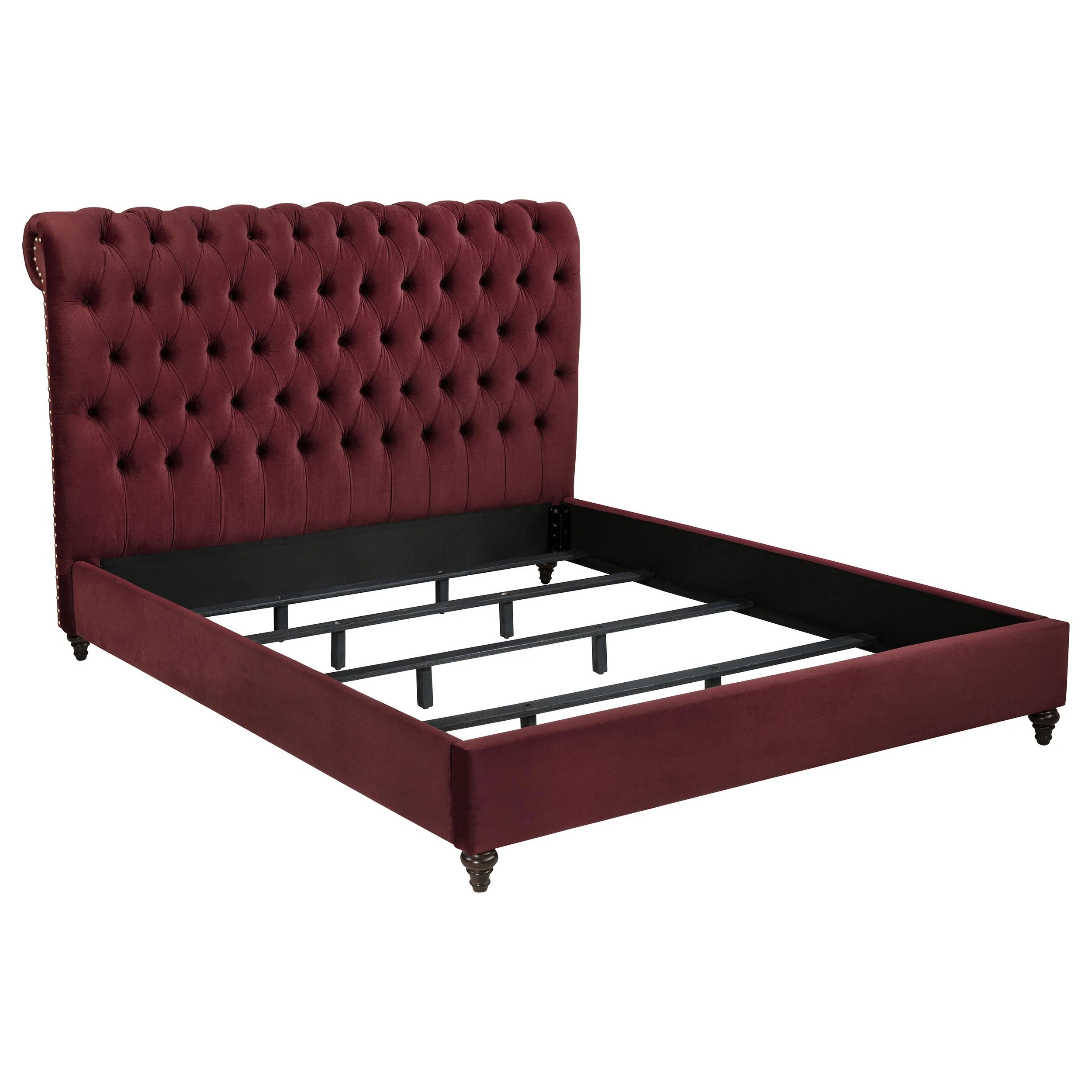Devon Wine Red and Dark Oak 4-piece Eastern King Bedroom Set - Image 3
