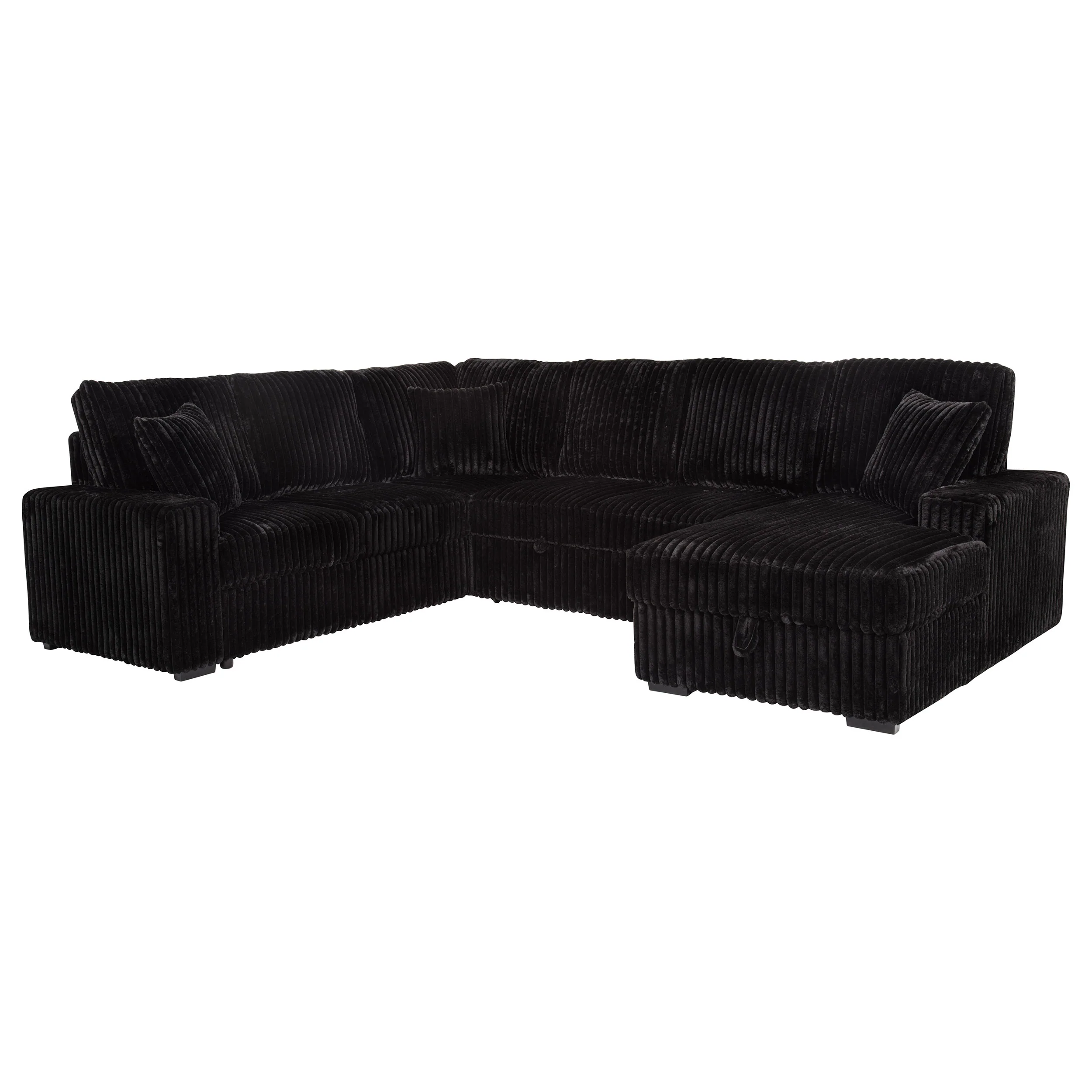 Devonshire Black Sleeper Sectional Sofa Storage Chaise - Image 3