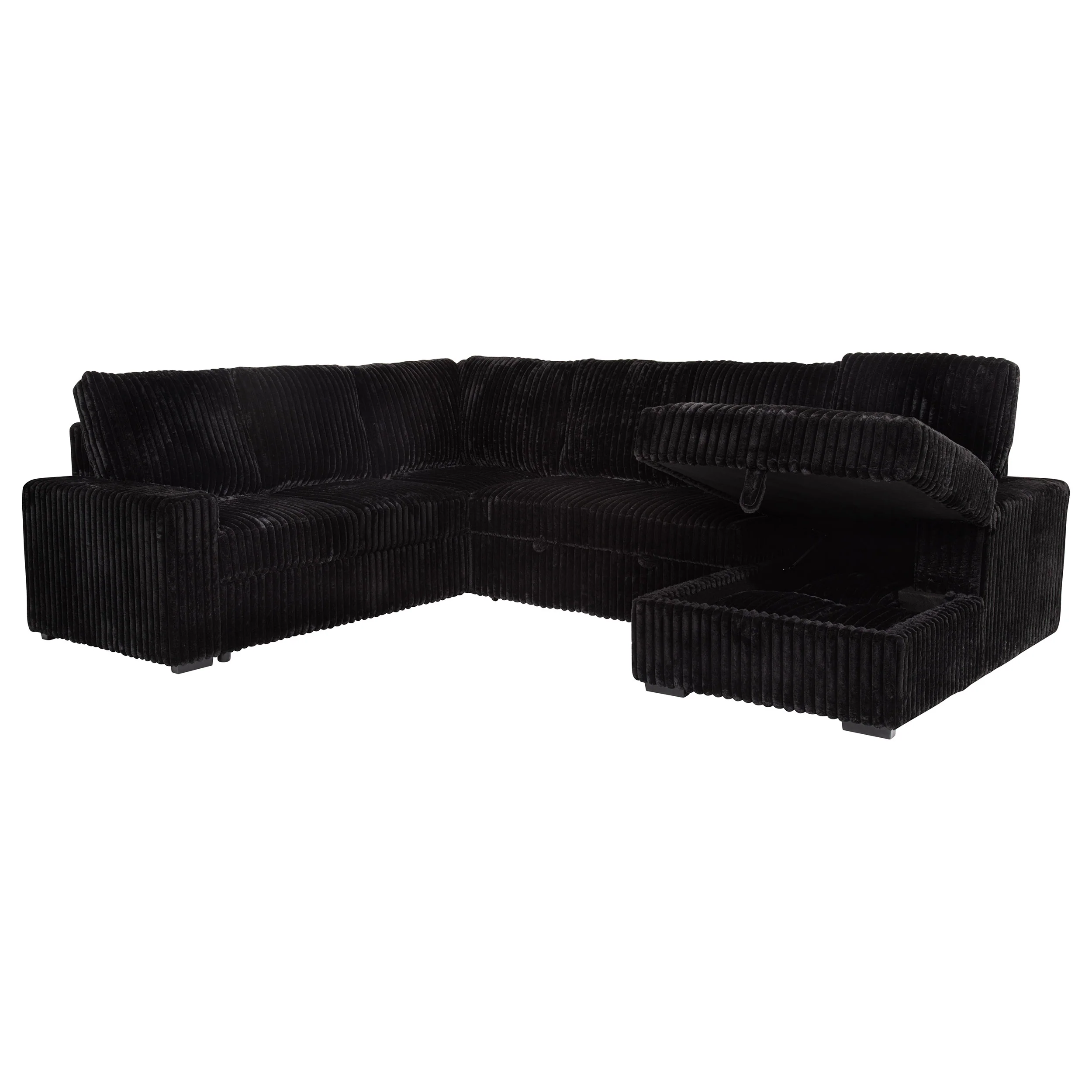 Devonshire Black Sleeper Sectional Sofa Storage Chaise - Image 6